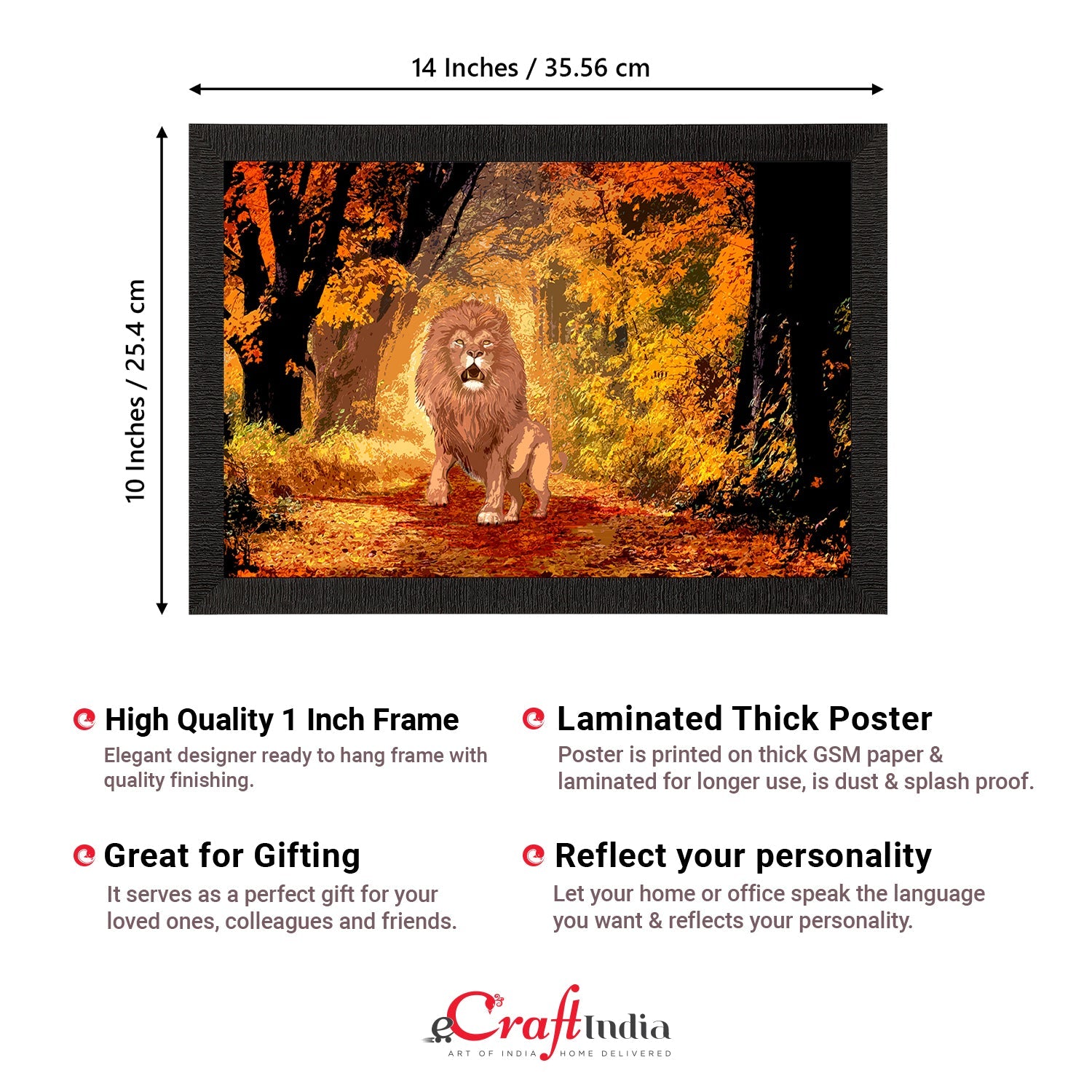 Roaring Lion in Autumn Season Satin Matt Texture UV Art Painting Kafalo