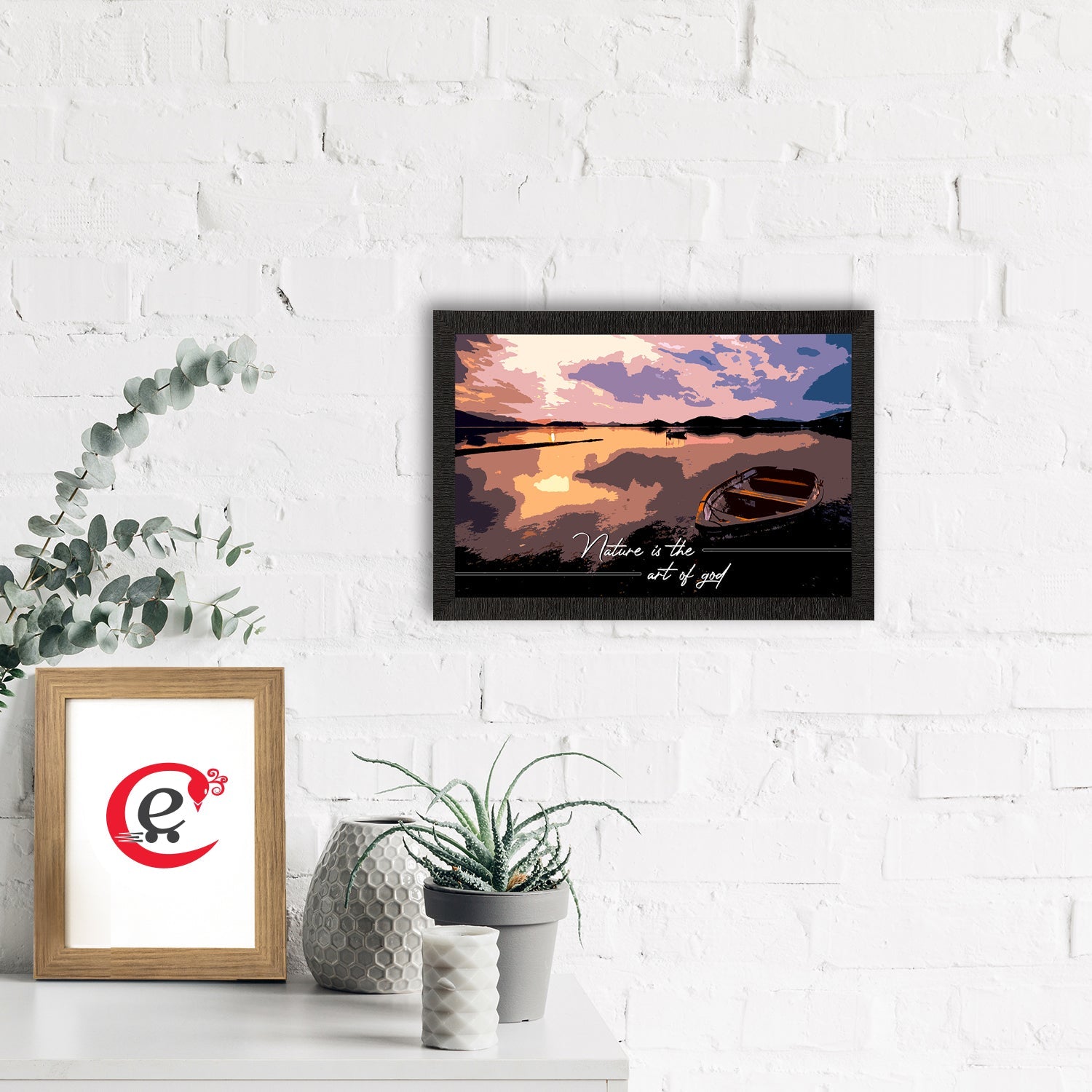 "Nature is the art of God" River Shore View Satin Matt Texture UV Art Painting Kafalo