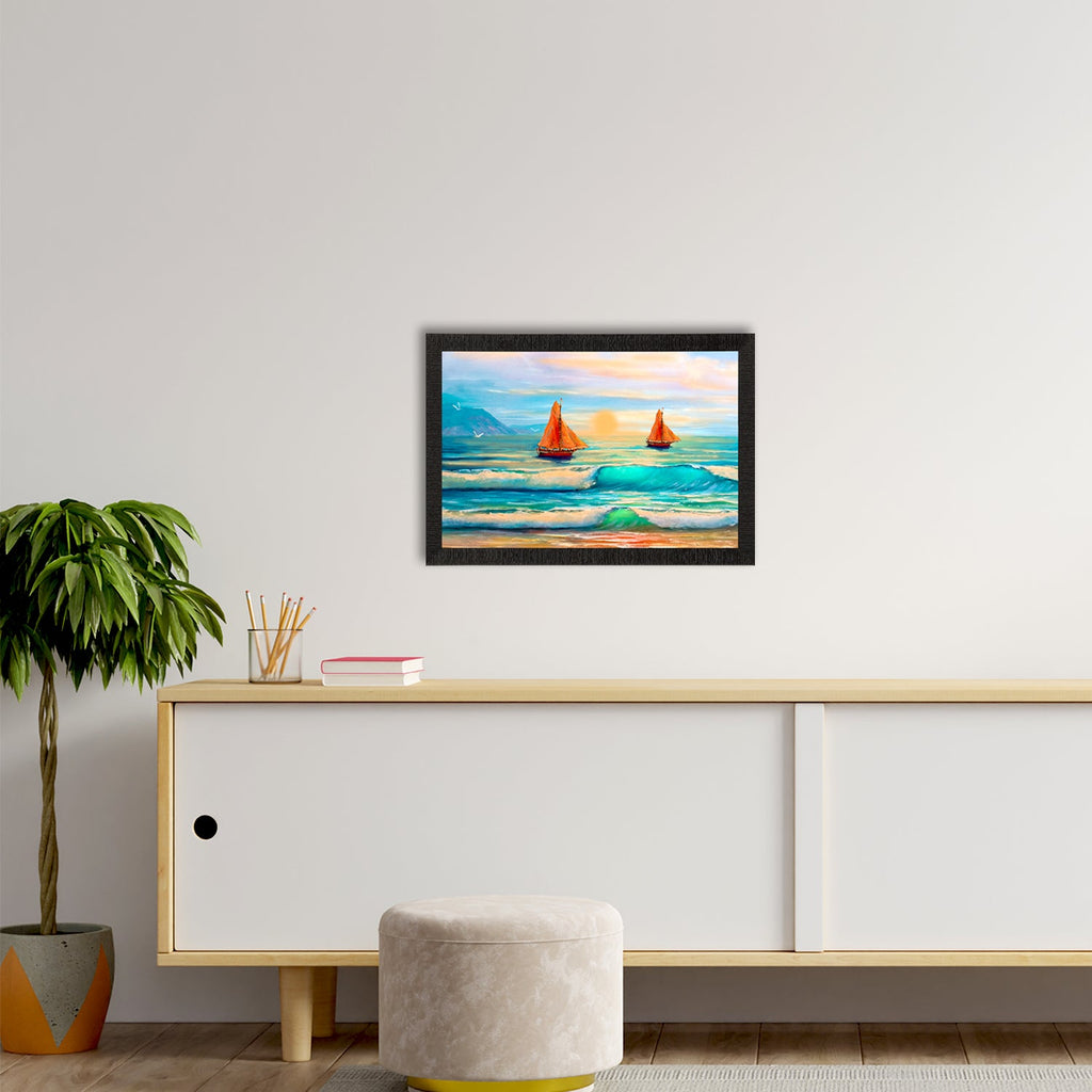 Sailing Boats in Sea View Satin Matt Texture UV Art Painting Kafalo