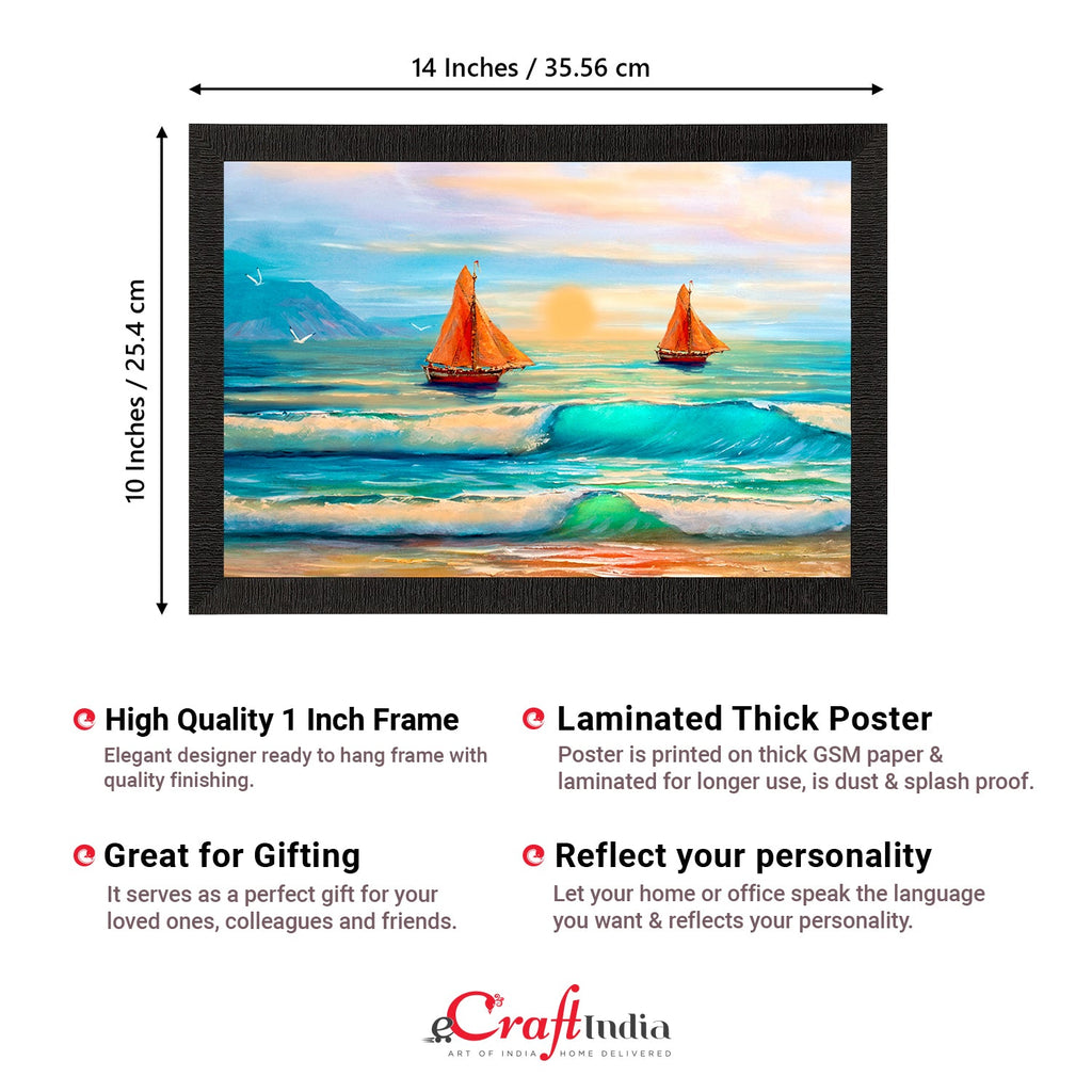 Sailing Boats in Sea View Satin Matt Texture UV Art Painting Kafalo