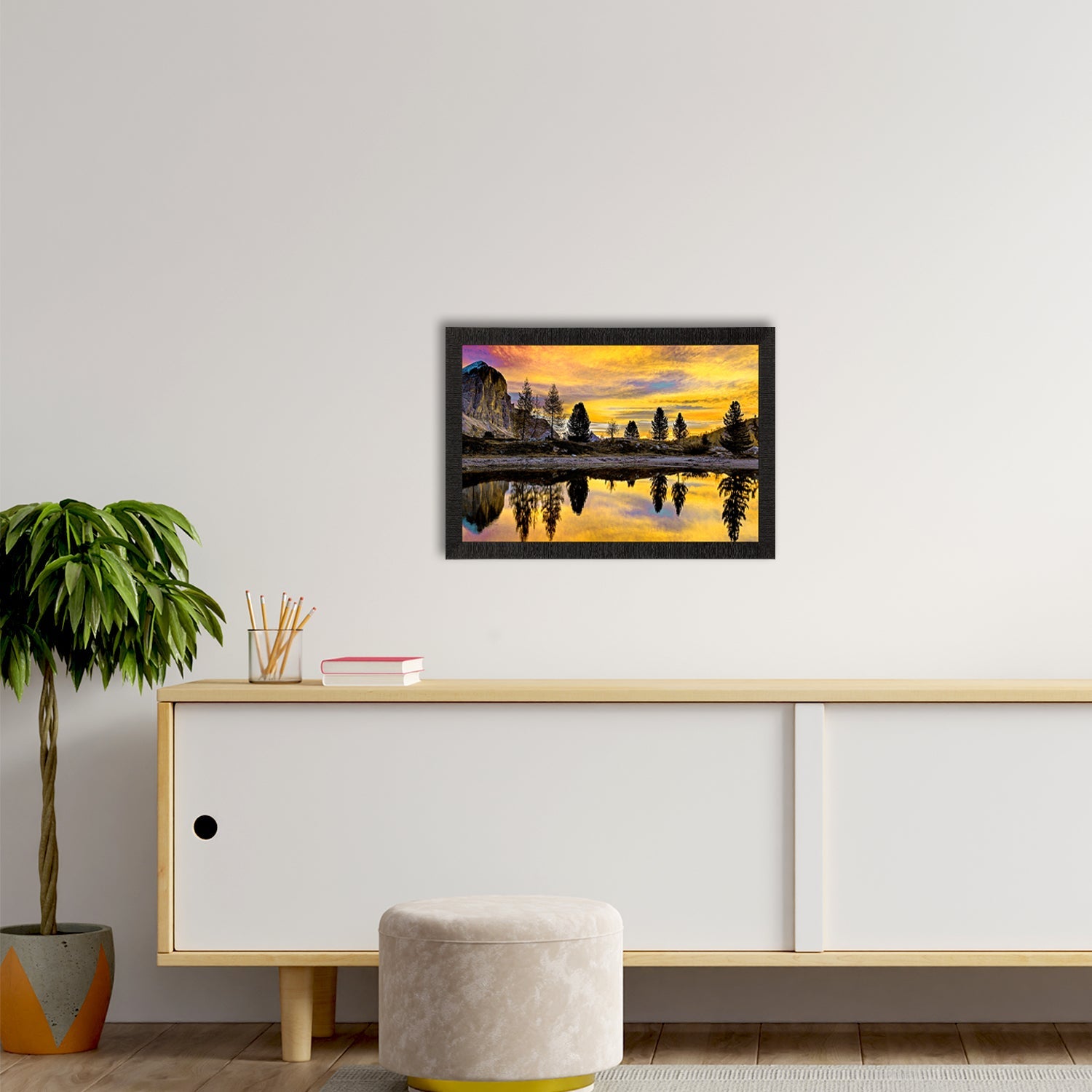 Scenic Lake Side View Satin Matt Texture UV Art Painting Kafalo