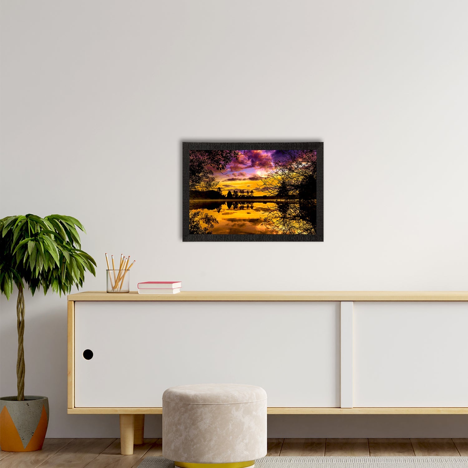 Scenic Lake Side View Satin Matt Texture UV Art Painting Kafalo