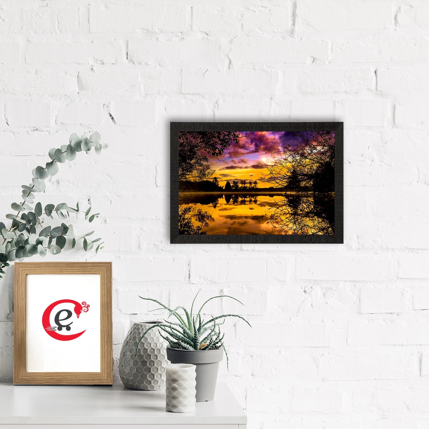 Scenic Lake Side View Satin Matt Texture UV Art Painting Kafalo