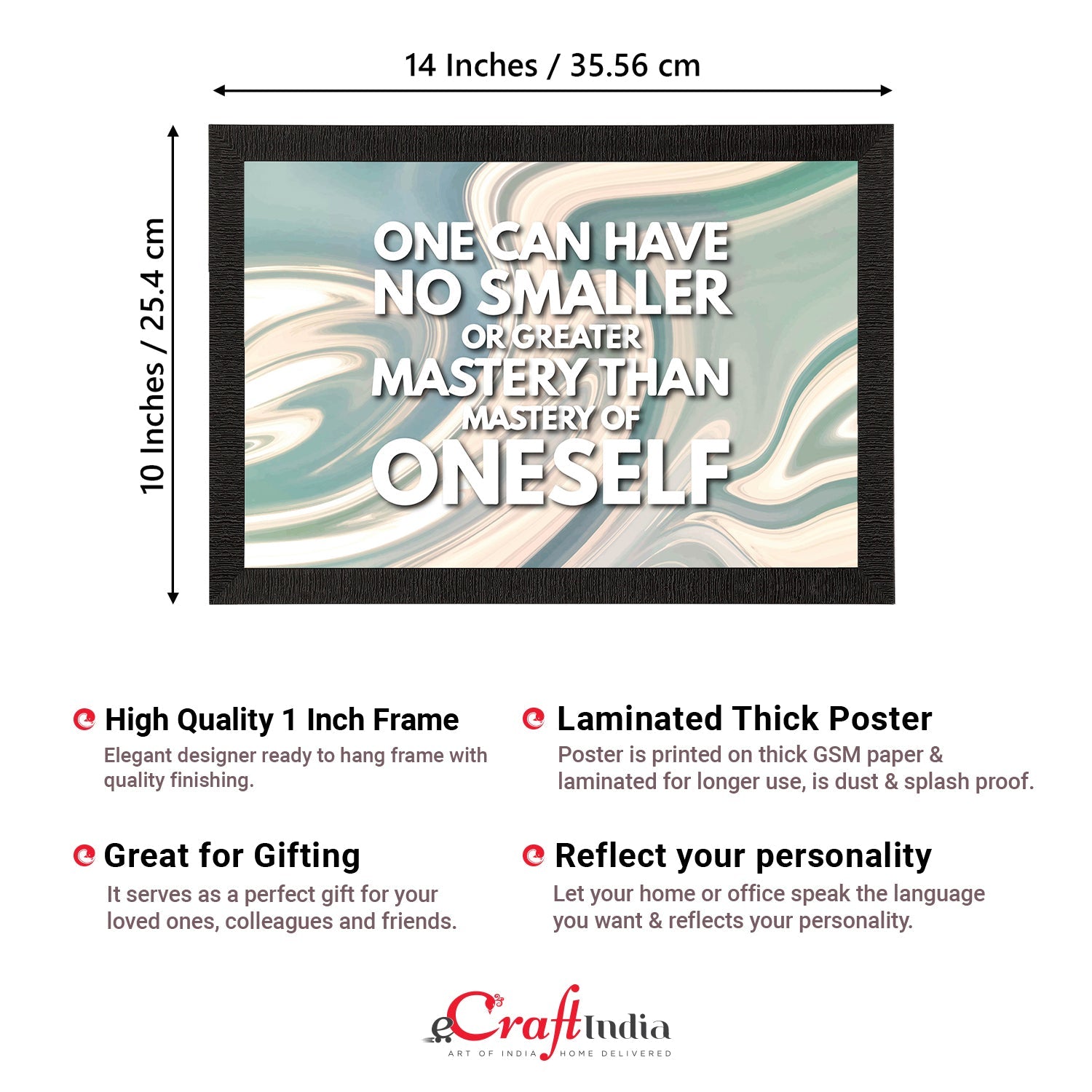 "One Can Have No Smaller Or Greater Mystery Than Mastery Of Oneself" Motivational Quote Satin Matt Texture UV Art Painting Kafalo