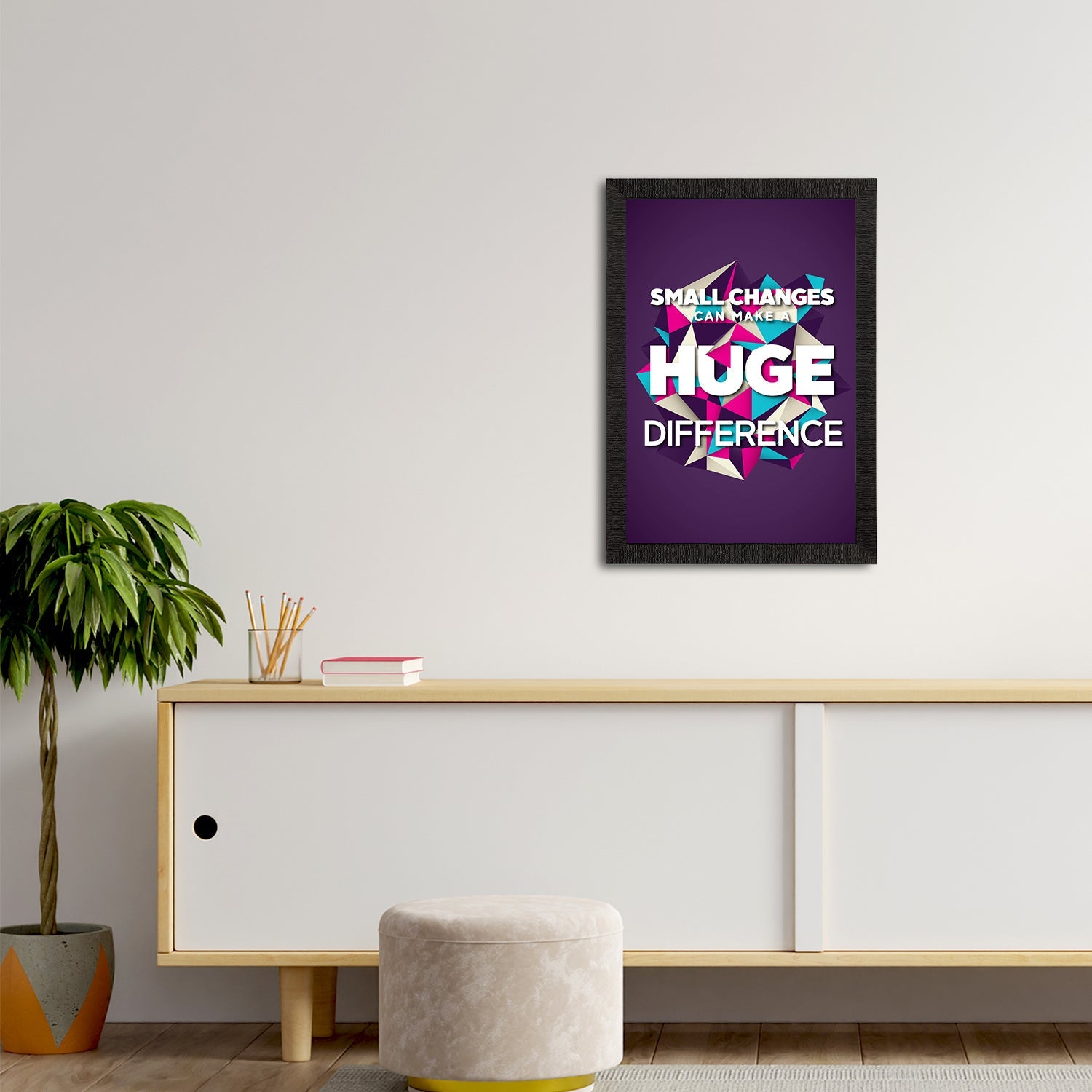 "Small Changes Can Make a Huge Difference" Motivational Quote Satin Matt Texture UV Art Painting Kafalo