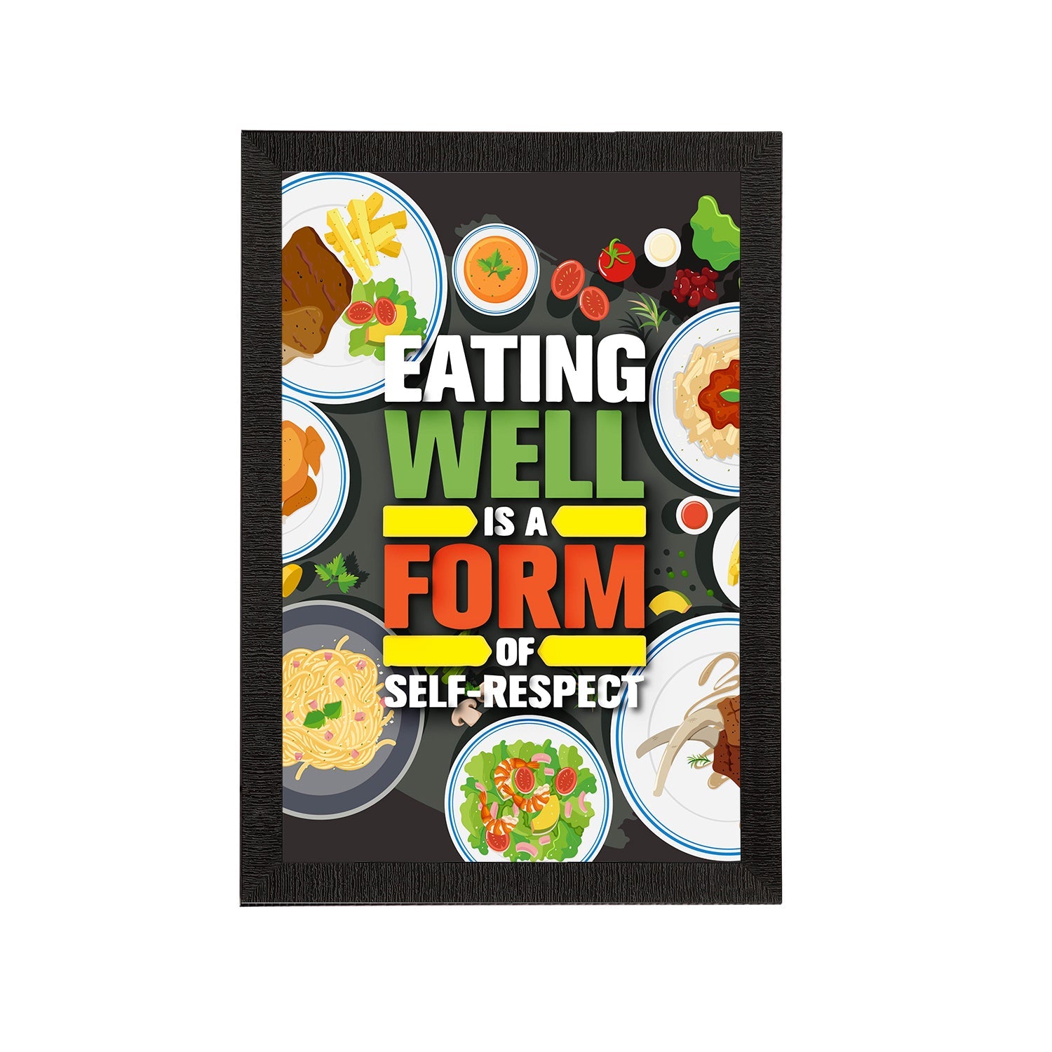 "Eating Well Is A Form Of Self-Respect" Motivational Quote Satin Matt Texture UV Art Painting Kafalo