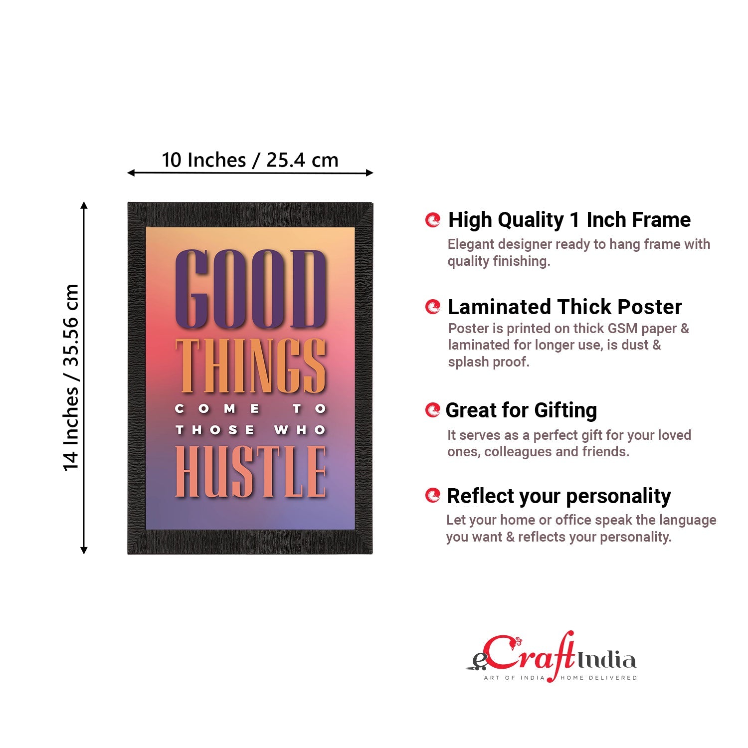 "Good Things Come to Those Who Hustle" Motivational Quote Satin Matt Texture UV Art Painting Kafalo