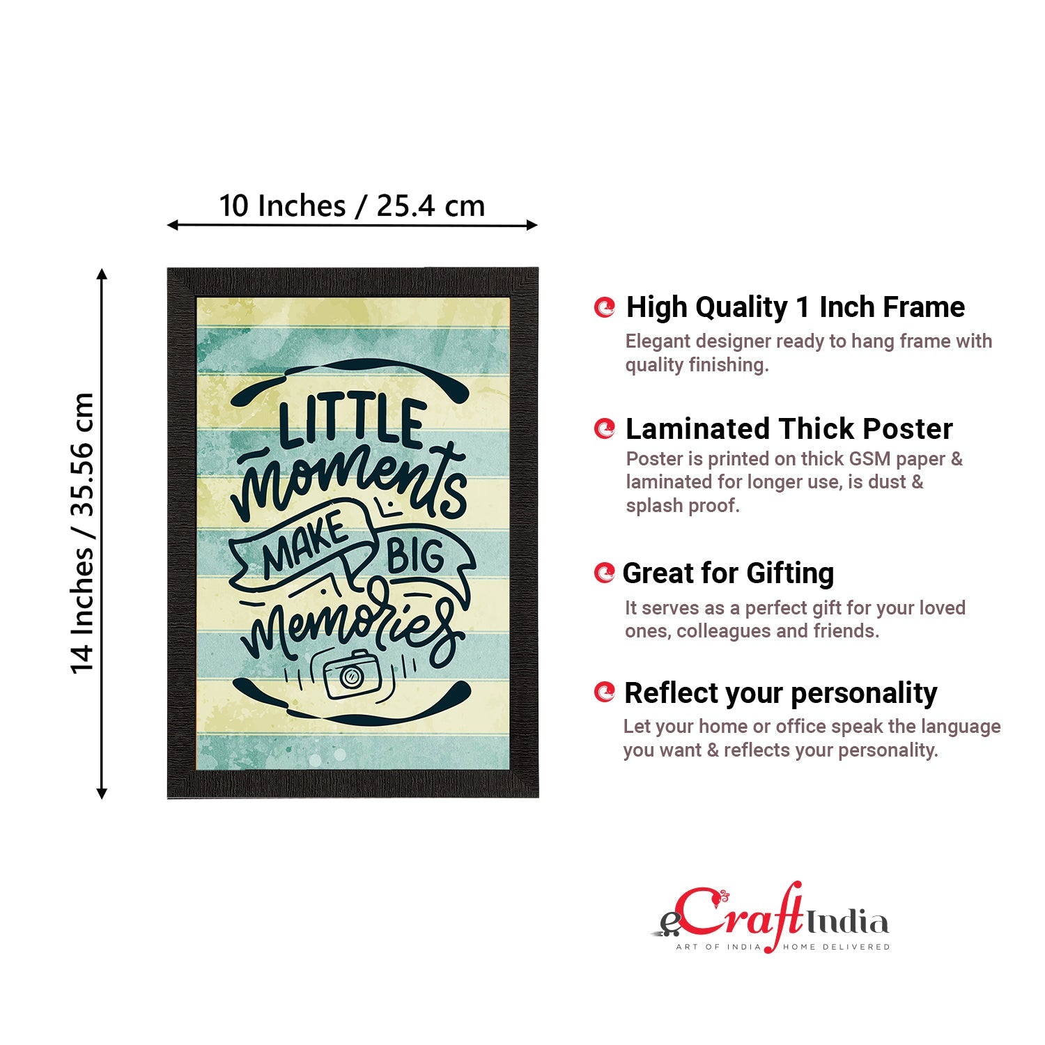 "Little Moments Make Big Memories" Motivational Quote Satin Matt Texture UV Art Painting Kafalo