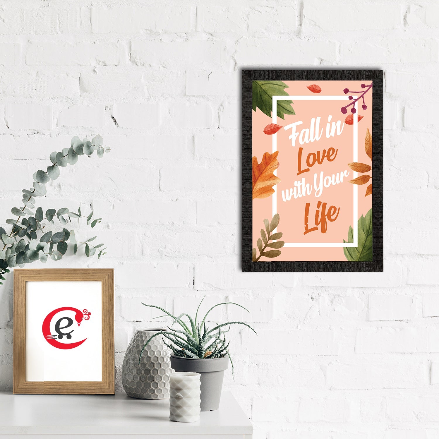 "Fall In Love With Your Life" Motivational Quote Satin Matt Texture UV Art Painting Kafalo