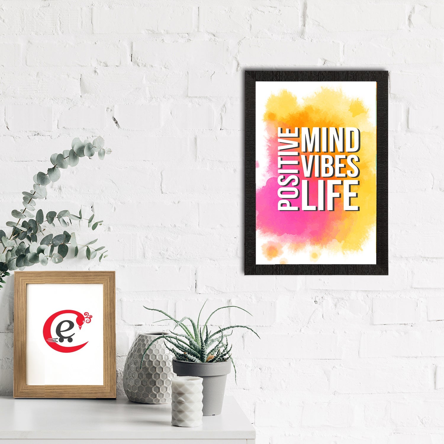 "Positive Mind Vibes Life" Motivational Quote Satin Matt Texture UV Art Painting Kafalo
