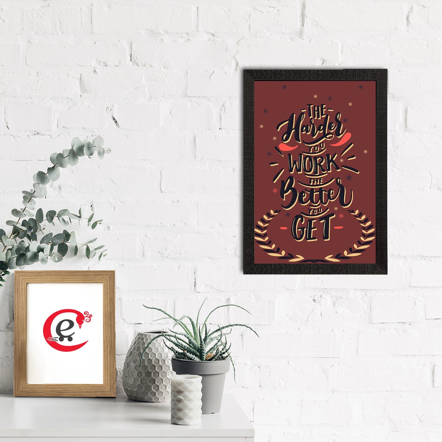 "The Harder You Work The Better You Get" Motivational Quote Satin Matt Texture UV Art Painting Kafalo