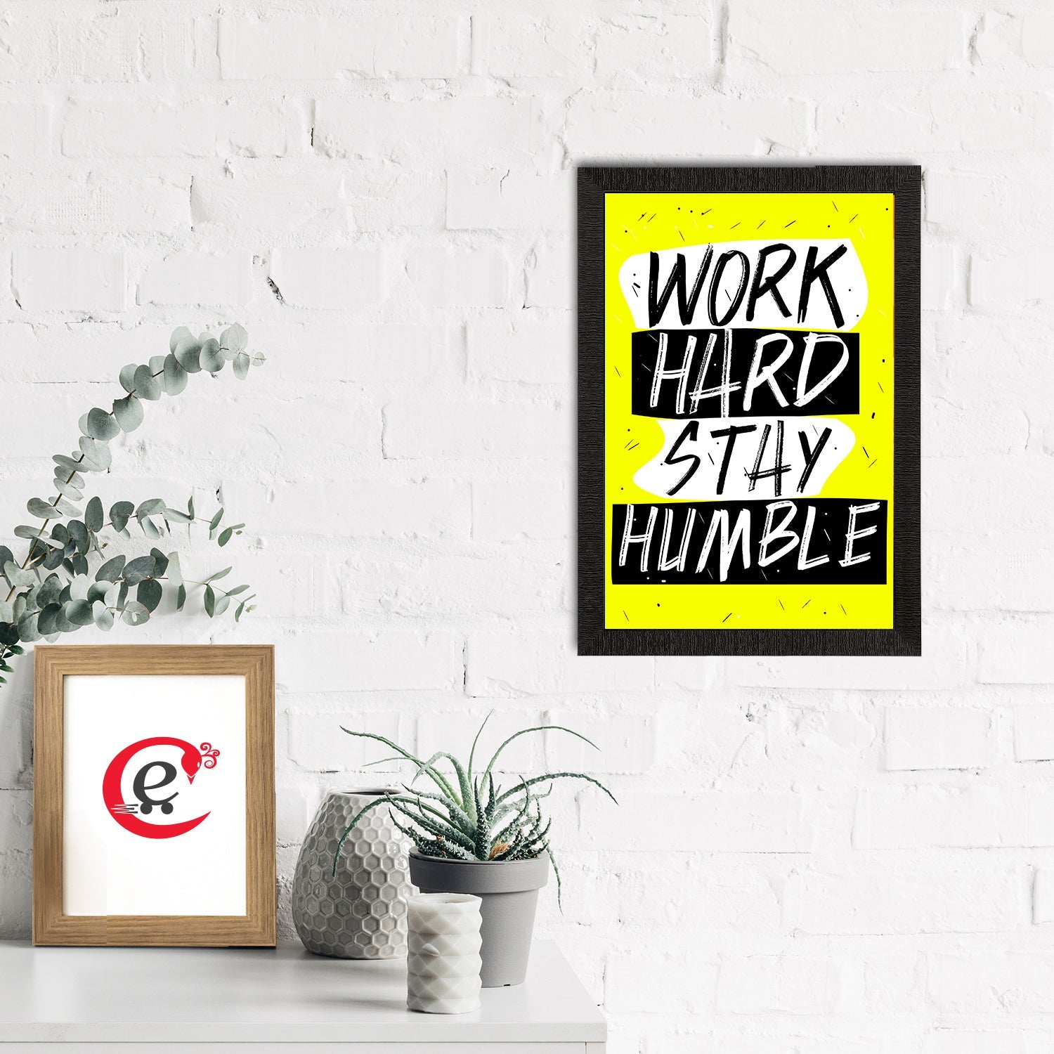 "Work Hard Stay Humble" Motivational Quote Satin Matt Texture UV Art Painting Kafalo