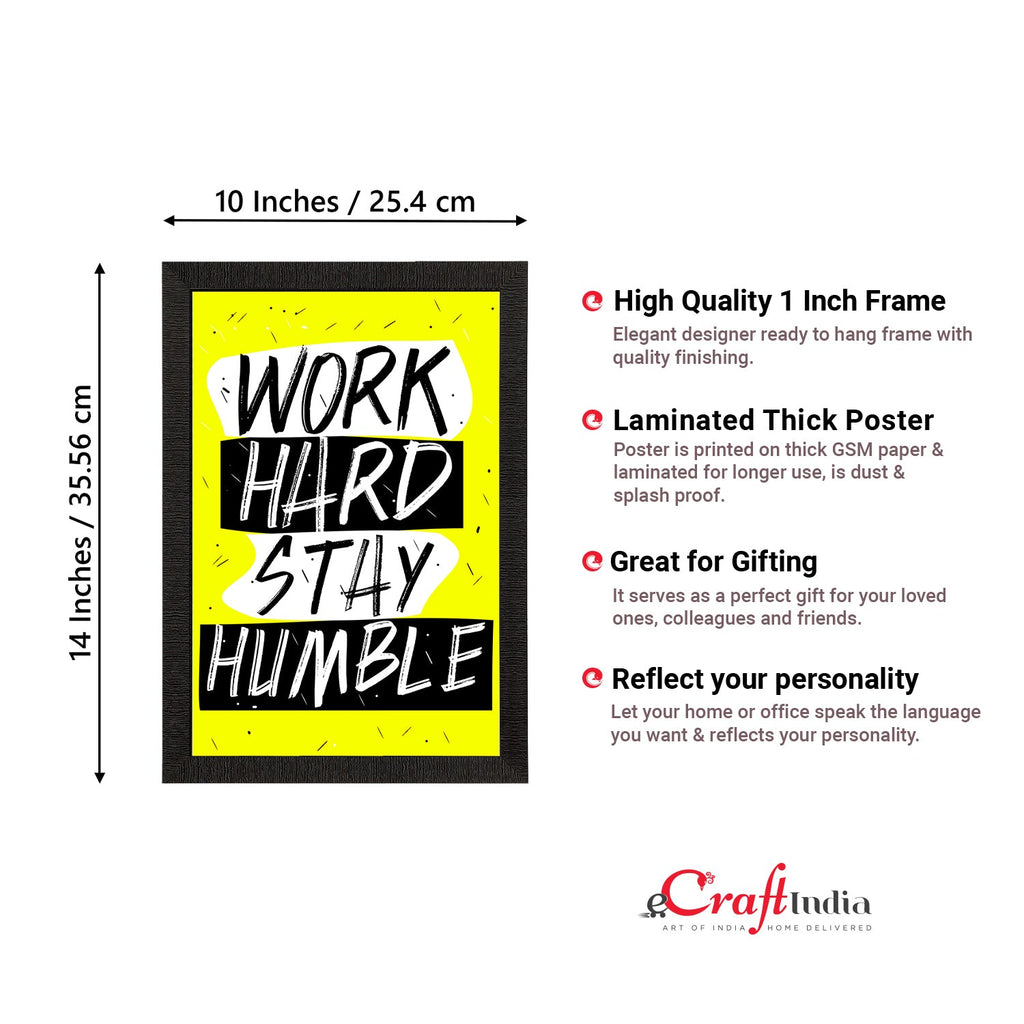 "Work Hard Stay Humble" Motivational Quote Satin Matt Texture UV Art Painting Kafalo