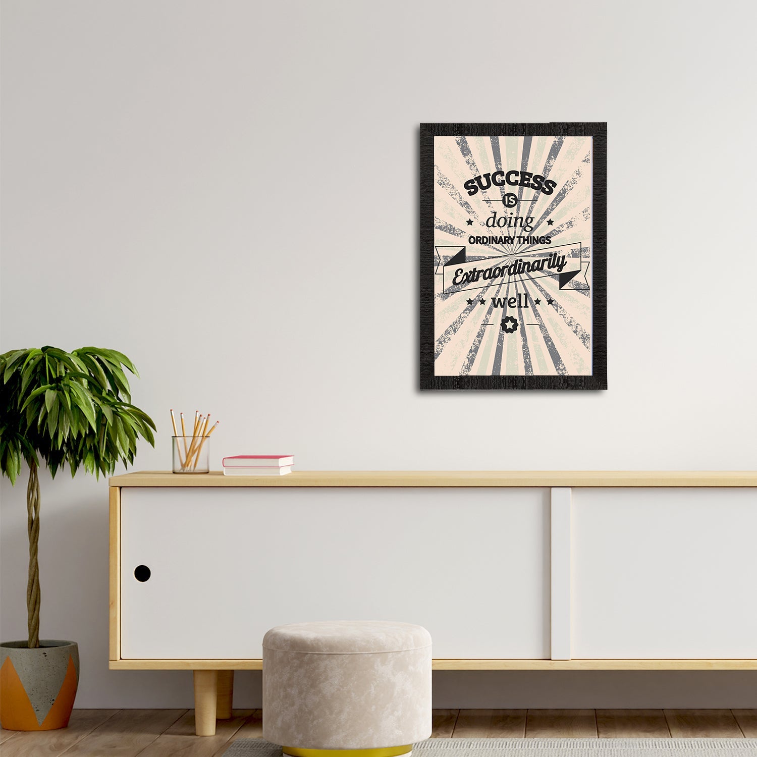 "Success is Doing Ordinary Things Extraordinarily Well" Motivational Quote Satin Matt Texture UV Art Painting Kafalo