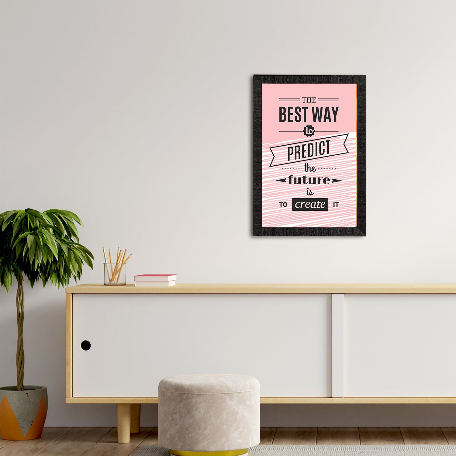 "The Best Way To Predict The Future Is to Create It" Motivational Quote Satin Matt Texture UV Art Painting Kafalo