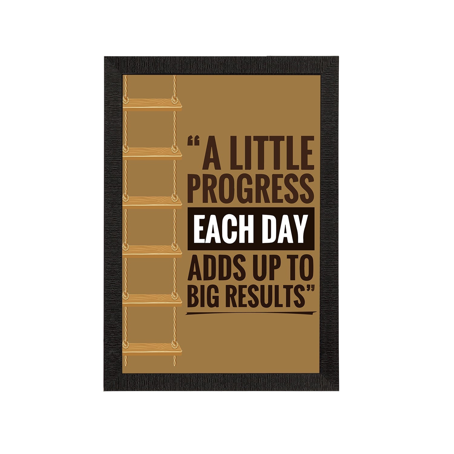 "A Little Progress Each Day Adds Up To Big Results" Motivational Quote Satin Matt Texture UV Art Painting Kafalo