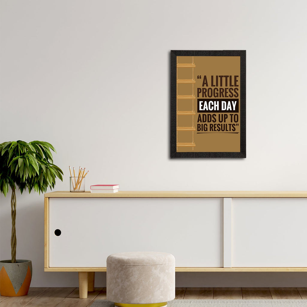 "A Little Progress Each Day Adds Up To Big Results" Motivational Quote Satin Matt Texture UV Art Painting Kafalo