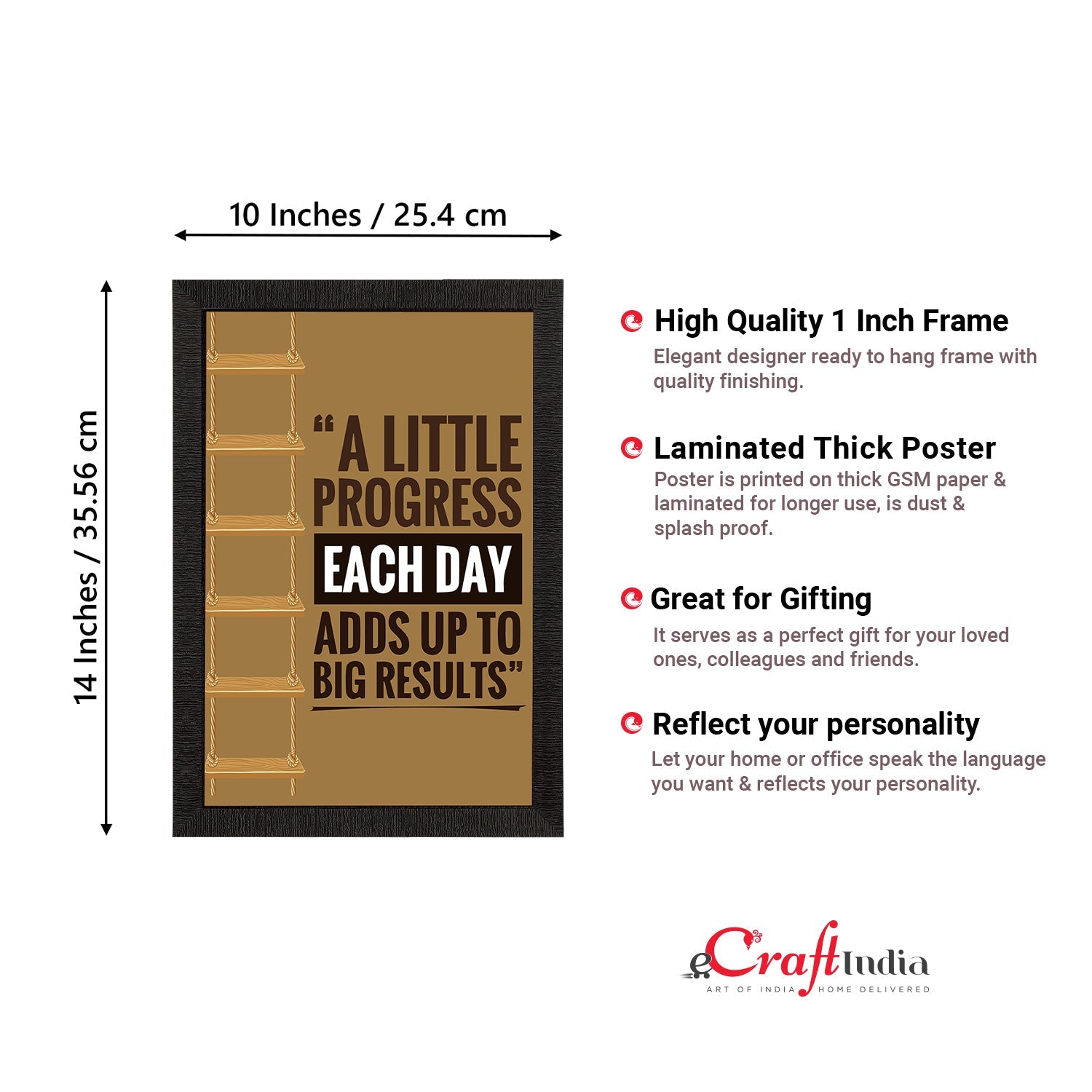 "A Little Progress Each Day Adds Up To Big Results" Motivational Quote Satin Matt Texture UV Art Painting Kafalo
