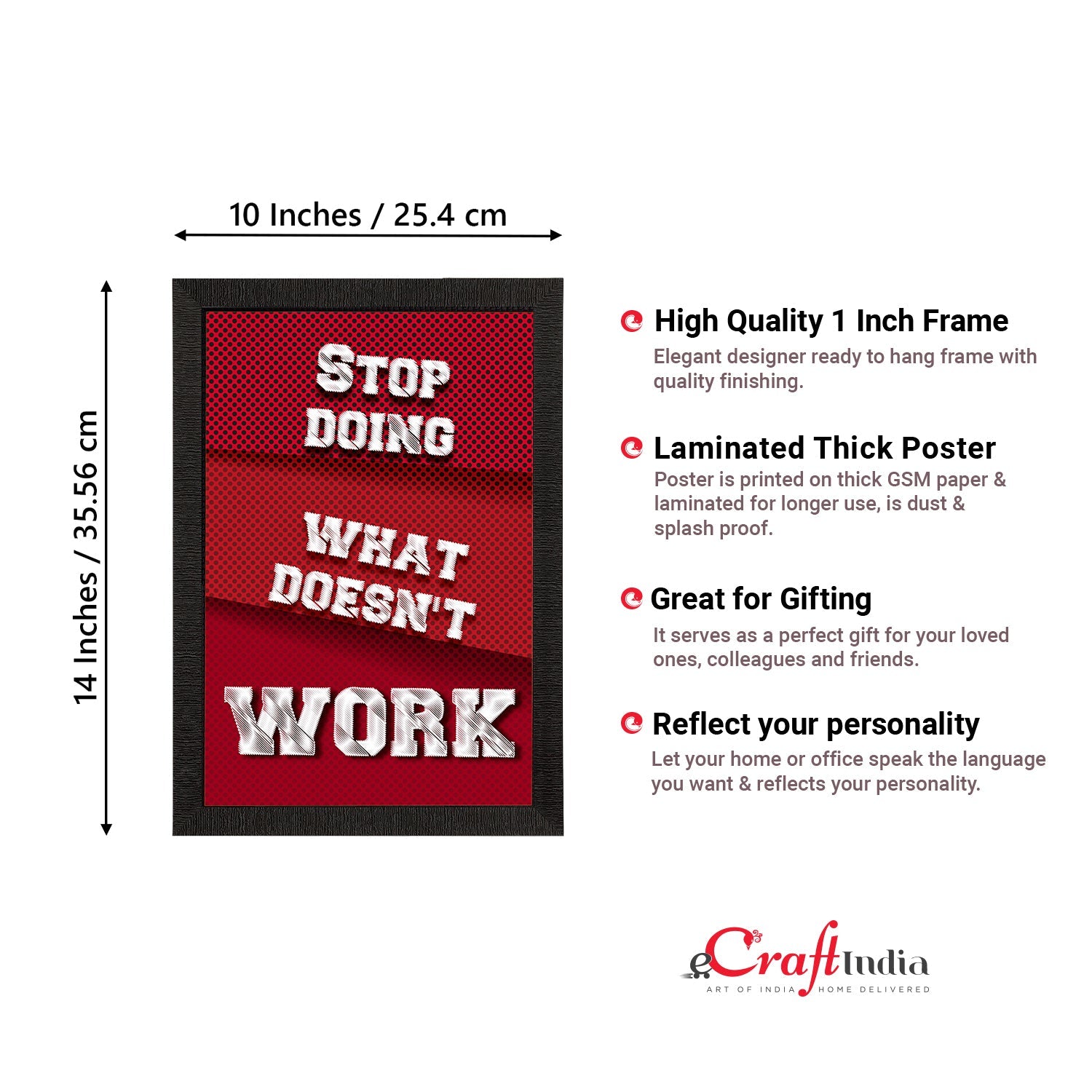 "Stop Doing What Doesn't Work" Motivational Quote Satin Matt Texture UV Art Painting Kafalo