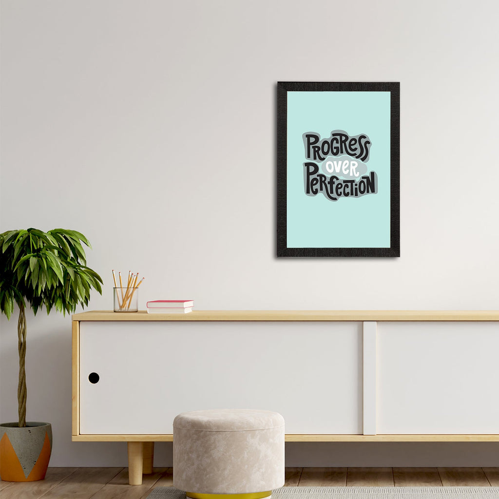 "Progress Over Perfection "Motivational Quote Satin Matt Texture UV Art Painting Kafalo