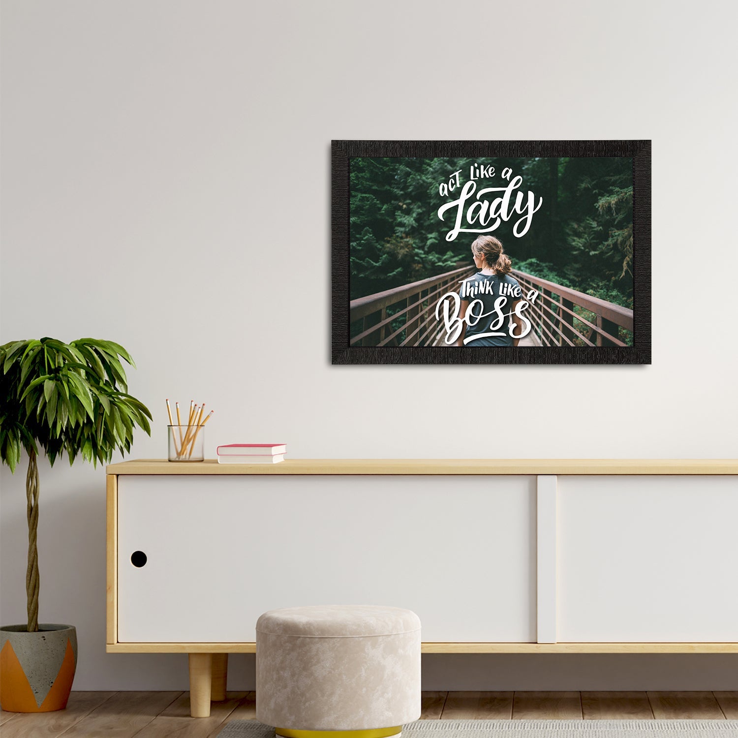 "Act Like A Lady Think Like a Boss" Motivational Quote Satin Matt Texture UV Art Painting Kafalo