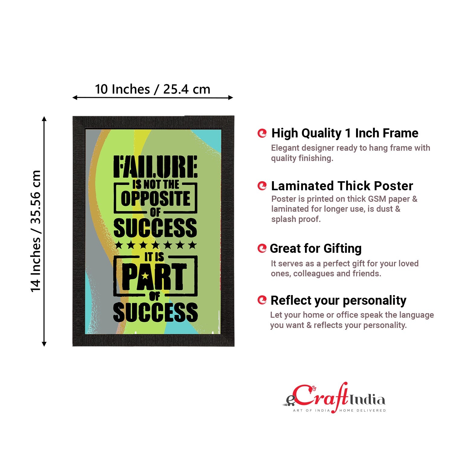 "Failure Is Not the Opposite of Success It is Part of Success" Motivational Quote Satin Matt Texture UV Art Painting Kafalo