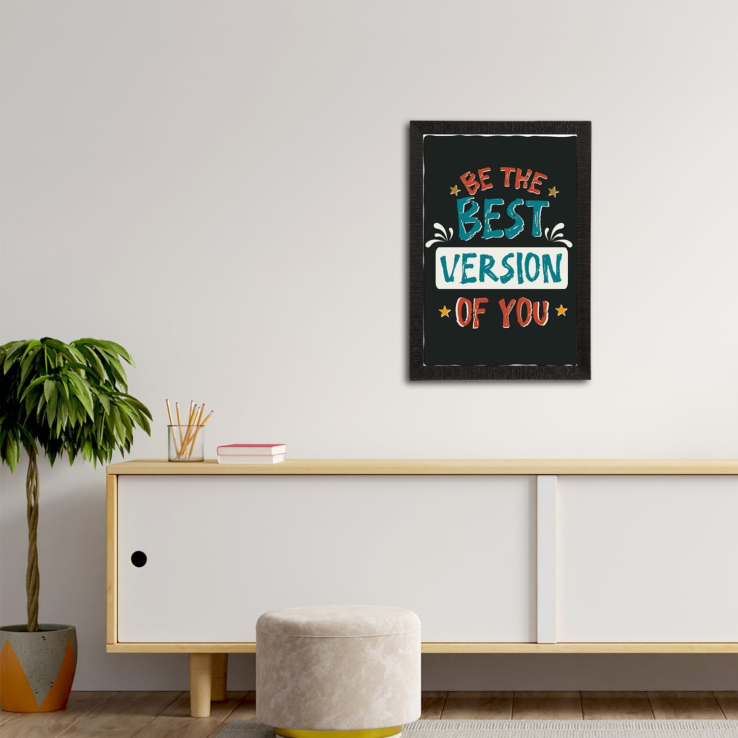 "Be The Best Version Of You" Motivational Quotes Satin Matt Texture UV Art Painting Kafalo