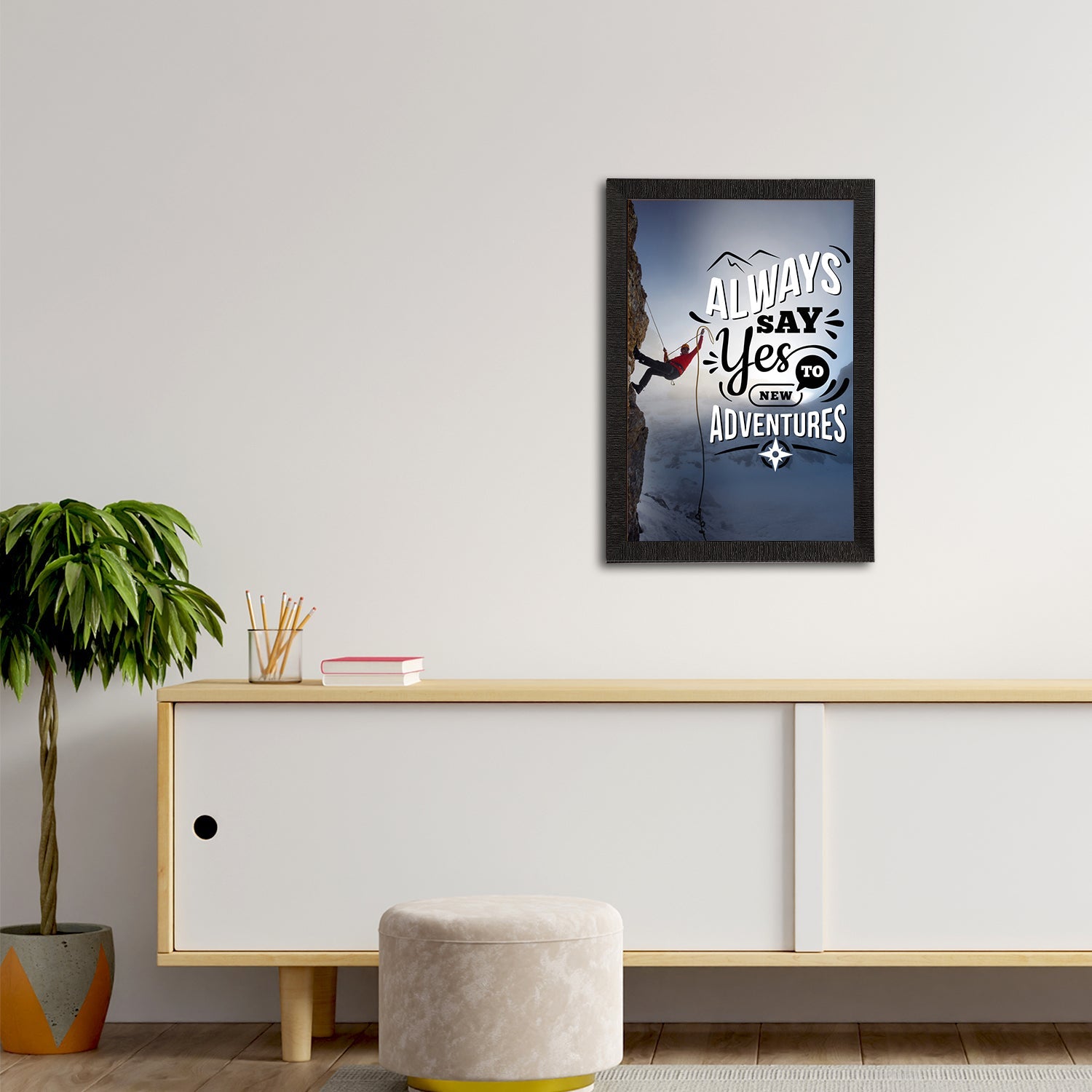 "Always Say Yes To New Adventures" Motivational Quote Satin Matt Texture UV Art Painting Kafalo