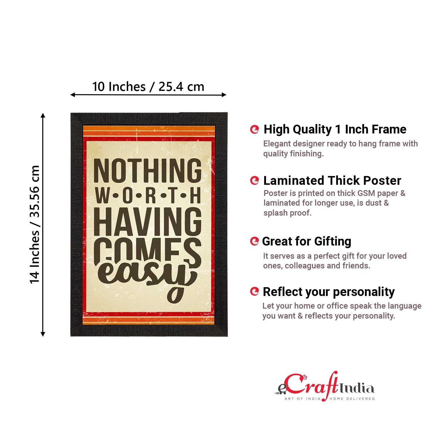 "Nothing Worth Having Comes Easy" Motivational Quote Satin Matt Texture UV Art Painting Kafalo