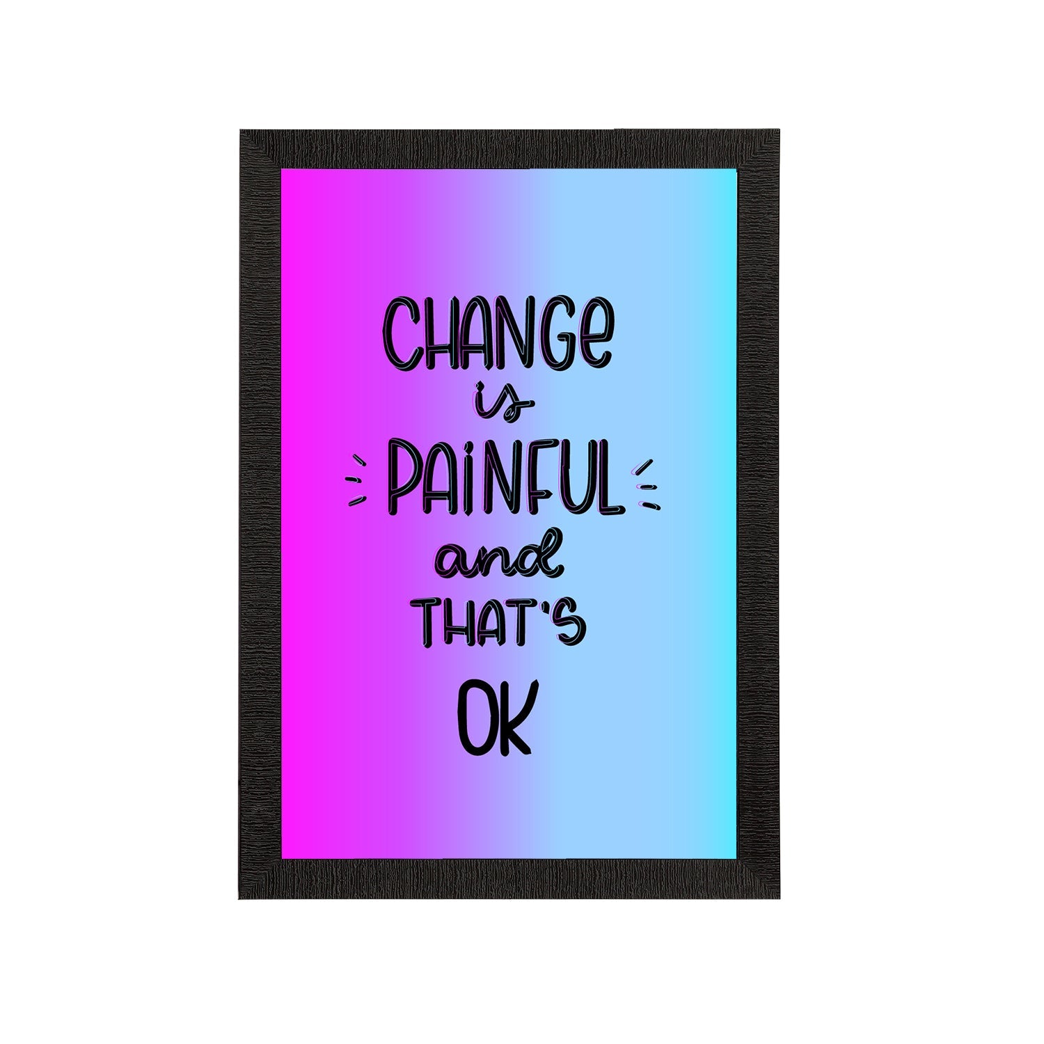 "Change Is Painful And That's Ok" Motivational Quote Satin Matt Texture UV Art Painting Kafalo