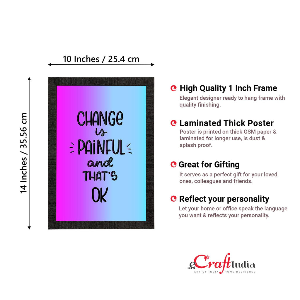 "Change Is Painful And That's Ok" Motivational Quote Satin Matt Texture UV Art Painting Kafalo