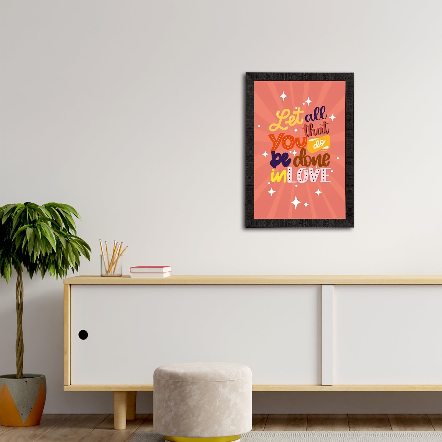 "Let All That You Do Be Done In Love" Motivational Quote Satin Matt Texture UV Art Painting Kafalo