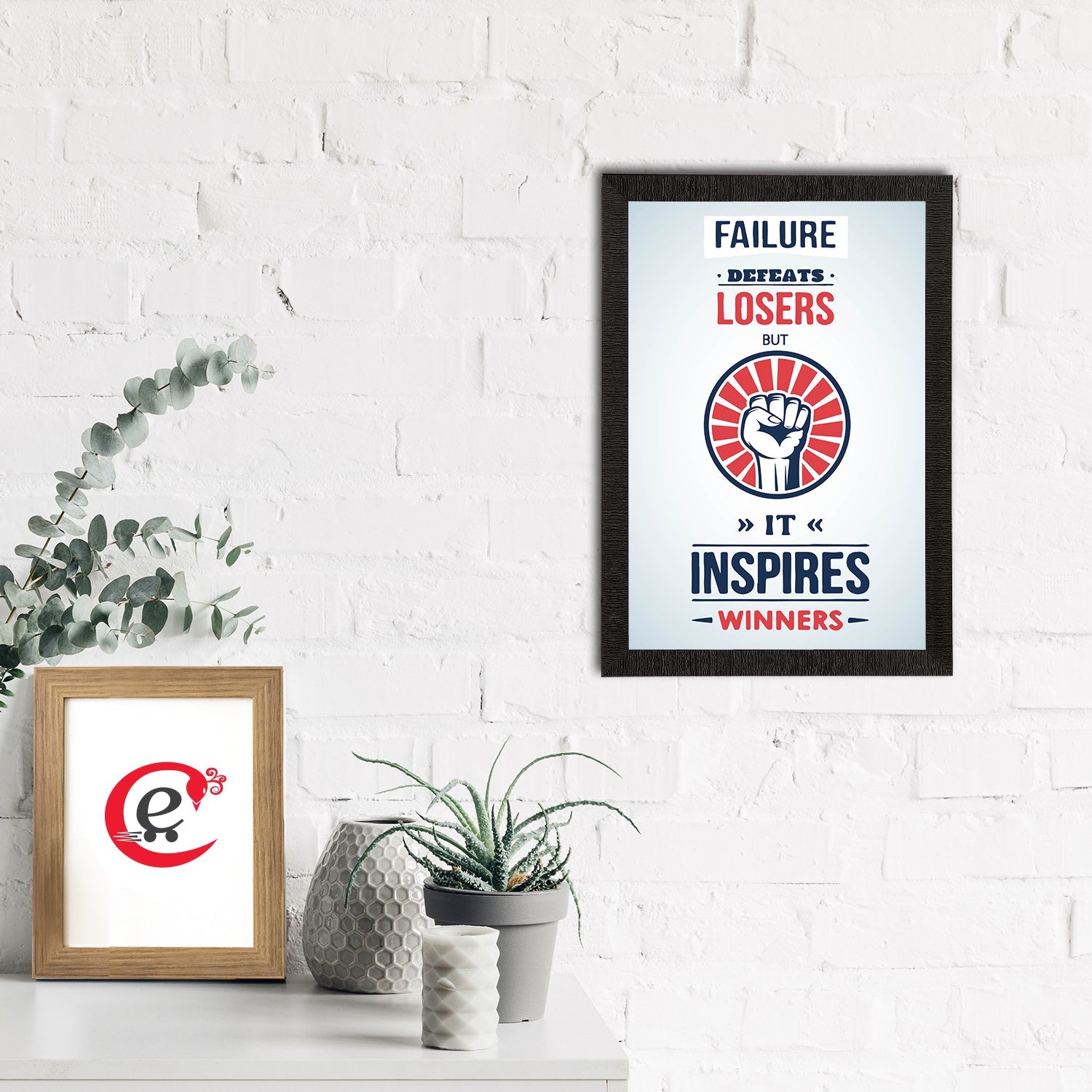 "Failure Defeats Losers But It Inspires Winners" Motivational Quote Satin Matt Texture UV Art Painting Kafalo