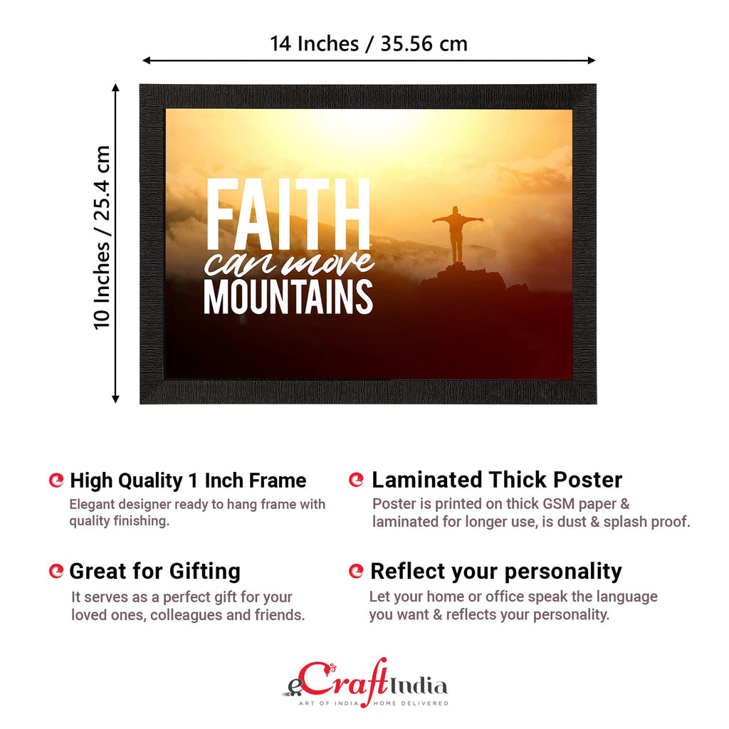 "Faith Can Move Mountains" Motivational Quote Satin Matt Texture UV Art Painting Kafalo