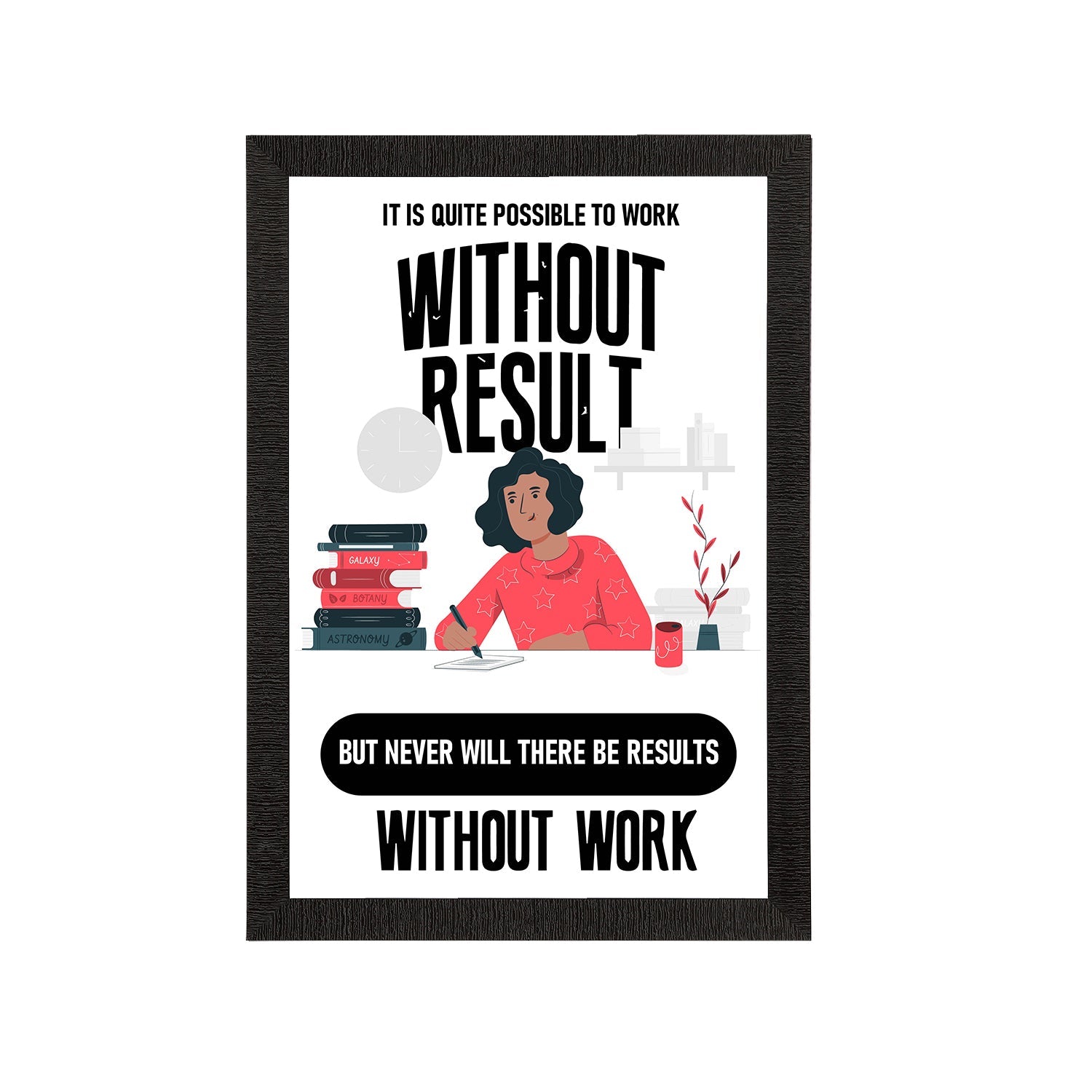 "It is Quite Possible To Work Without Result But Never Will There Be Results Without Work" Motivational Quote Satin Matt Texture UV Art Painting Kafalo