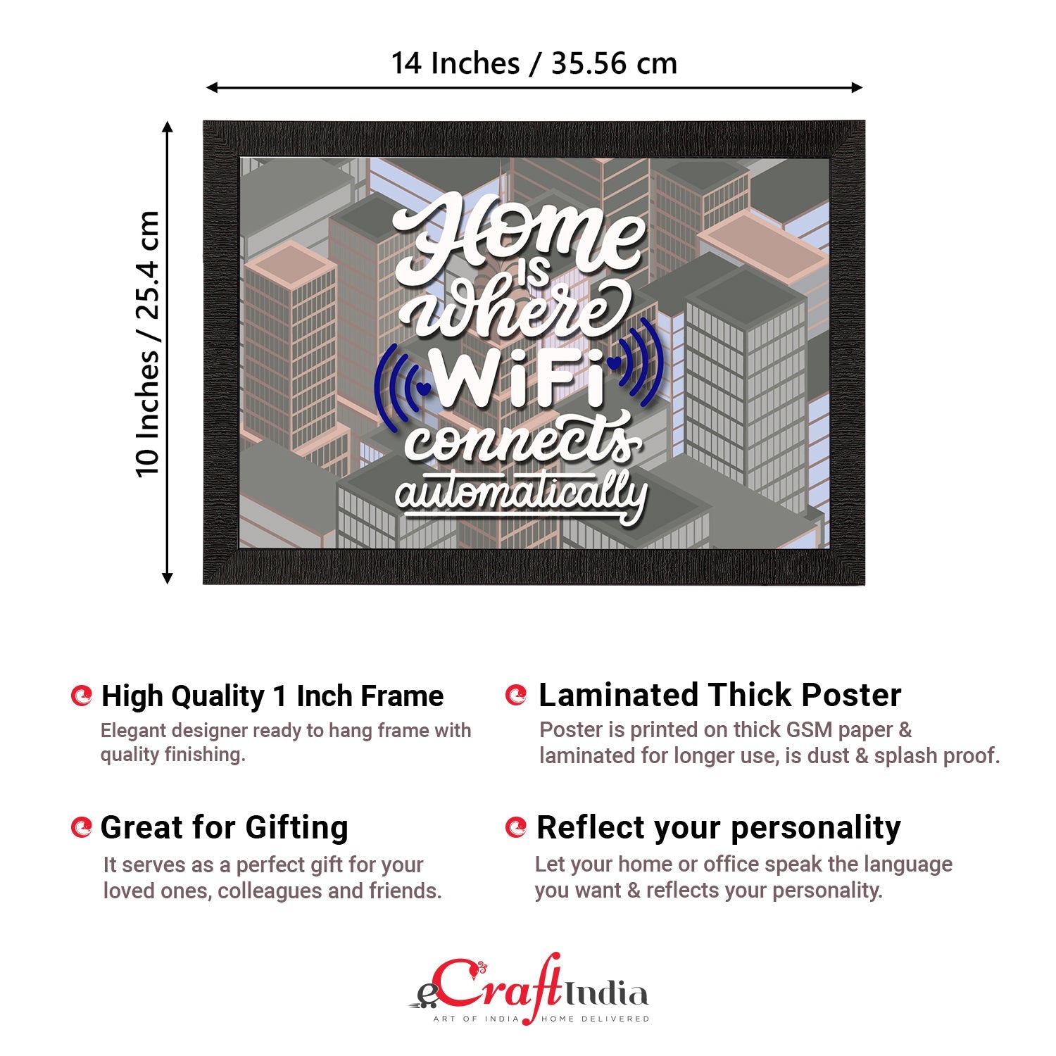 Home Is Where WiFi Connects Automatically" Motivational Quote Satin Matt Texture UV Art Painting Kafalo