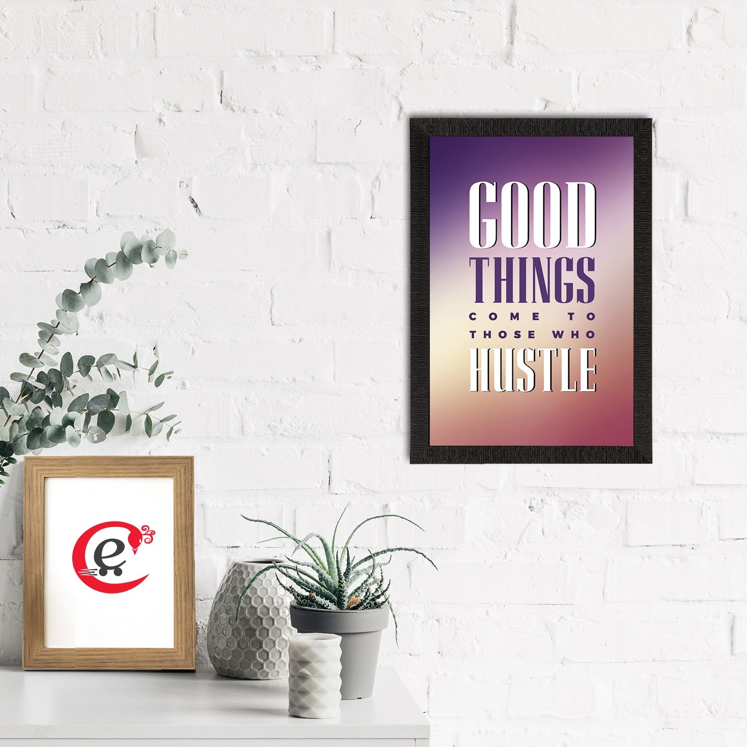 "Good Things Come To Those Who Hustle" Motivational Quote Satin Matt Texture UV Art Painting Kafalo
