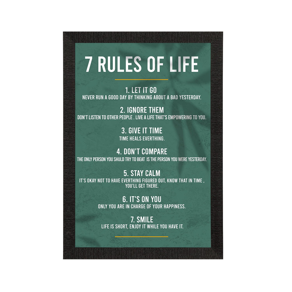 "7 Rules of Life " Motivational Quote Satin Matt Texture UV Art Painting Kafalo