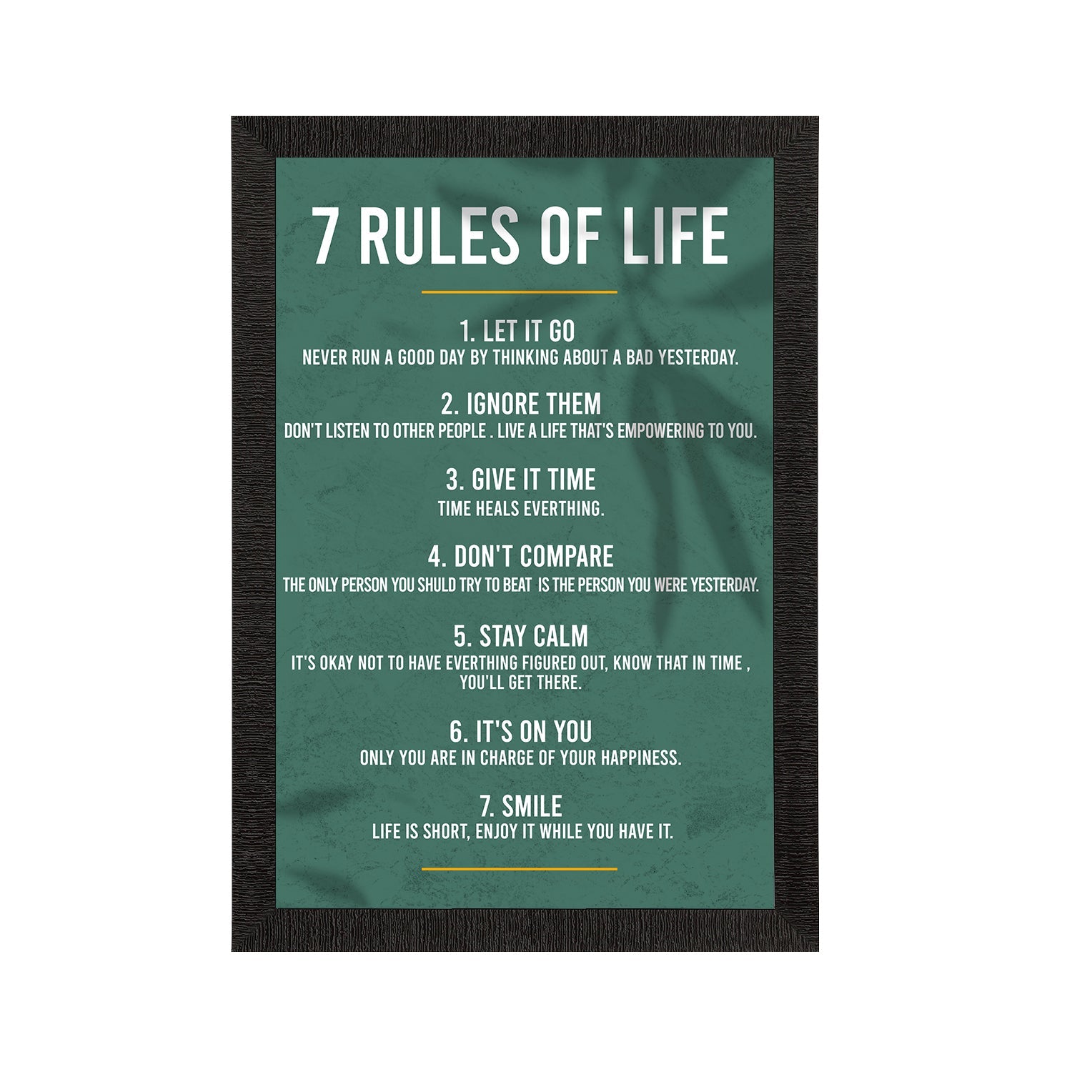 "7 Rules of Life " Motivational Quote Satin Matt Texture UV Art Painting Kafalo