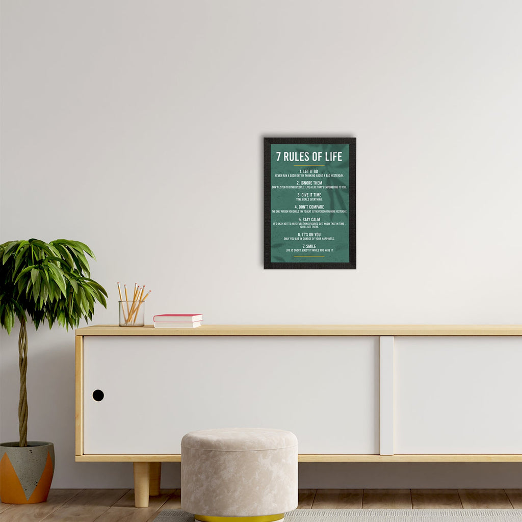 "7 Rules of Life " Motivational Quote Satin Matt Texture UV Art Painting Kafalo