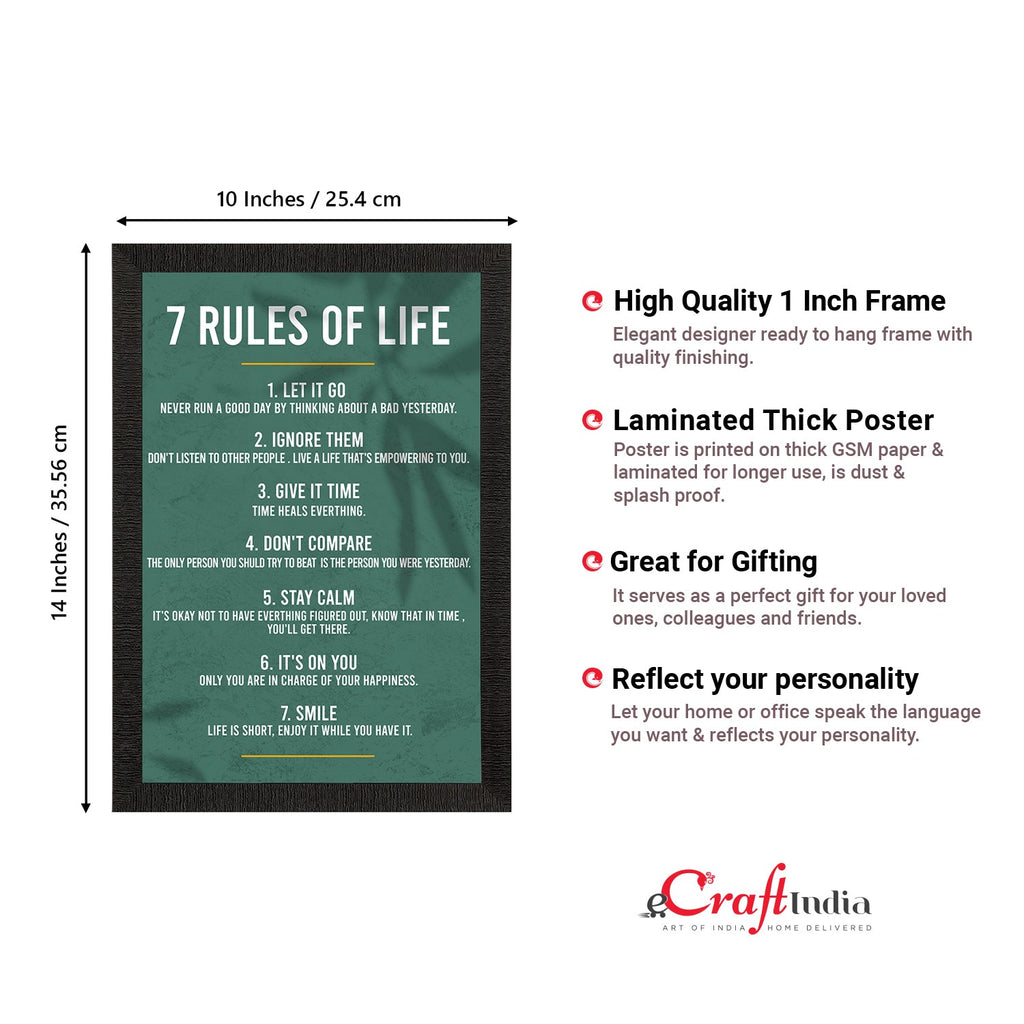 "7 Rules of Life " Motivational Quote Satin Matt Texture UV Art Painting Kafalo