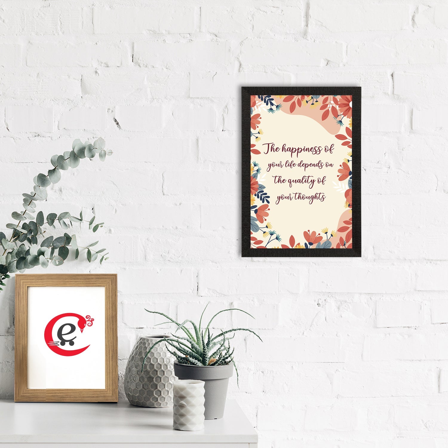 "The Happiness of Your Life Depends On The Quality Of Your Thoughts" Motivational Quote Satin Matt Texture UV Art Painting Kafalo