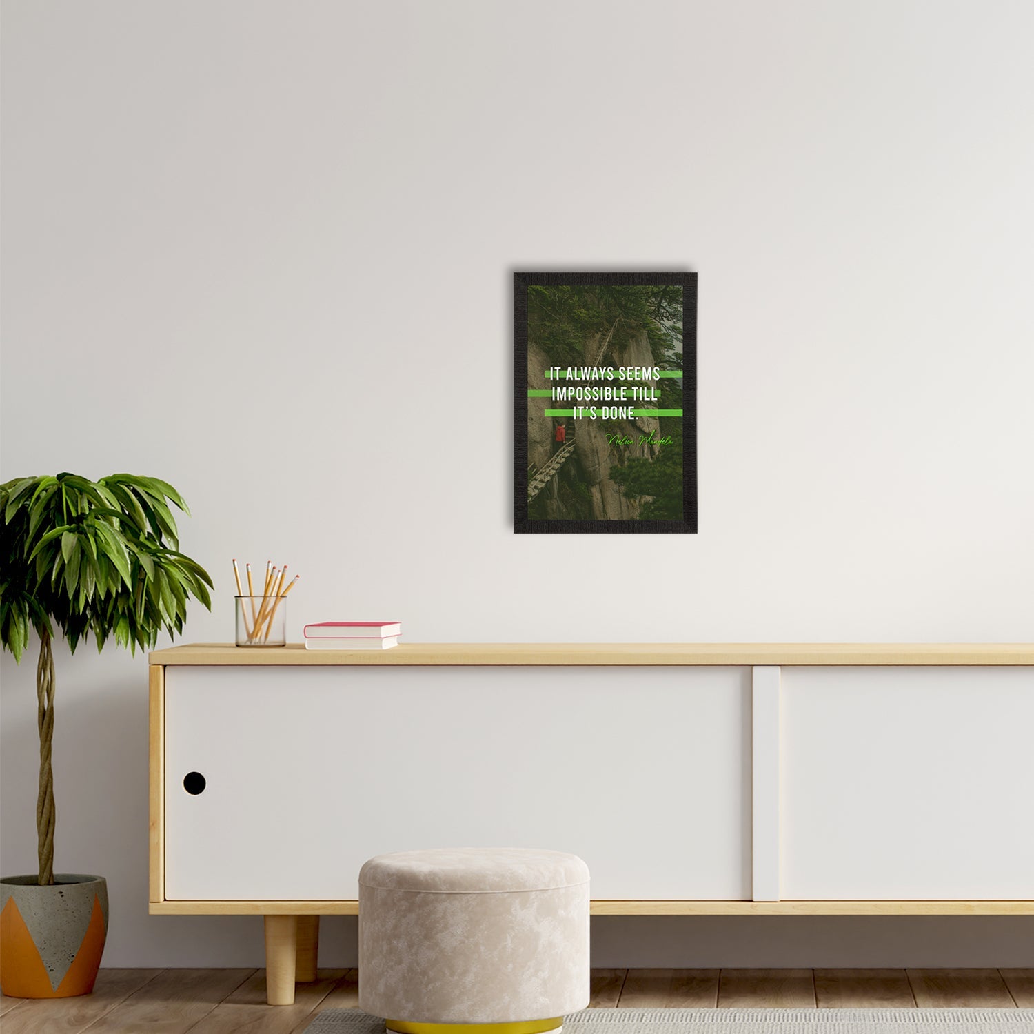 "It Always Seems Impossible Till It's Done" Motivational Quote Satin Matt Texture UV Art Painting Kafalo