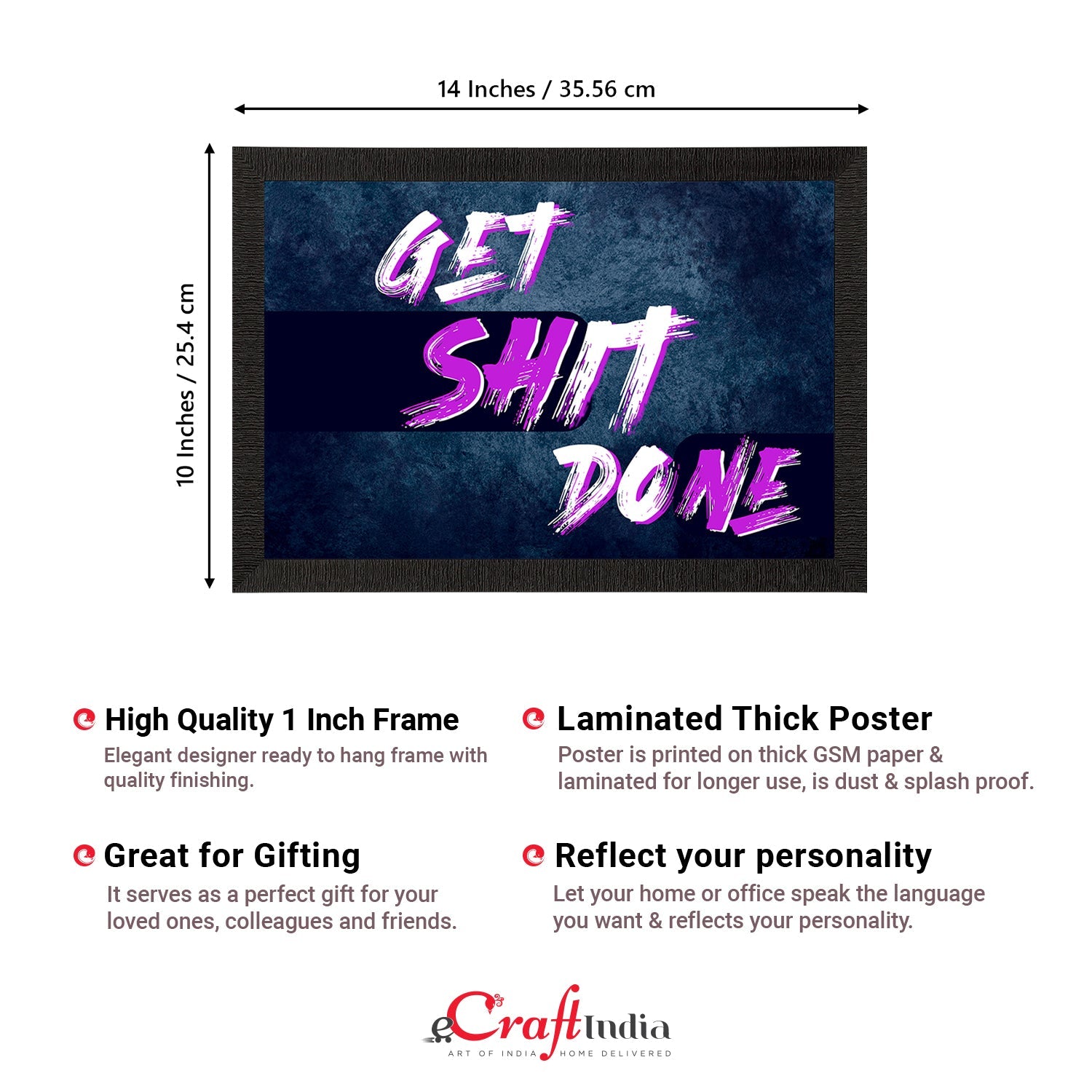 "Get Shit Done" Motivational Quote Satin Matt Texture UV Art Painting Kafalo