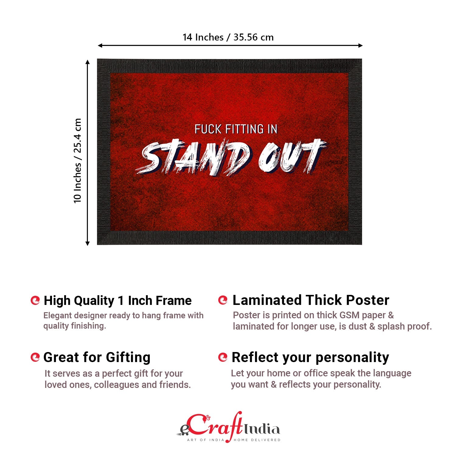 "Stand Out" Motivational Quote Satin Matt Texture UV Art Painting Kafalo