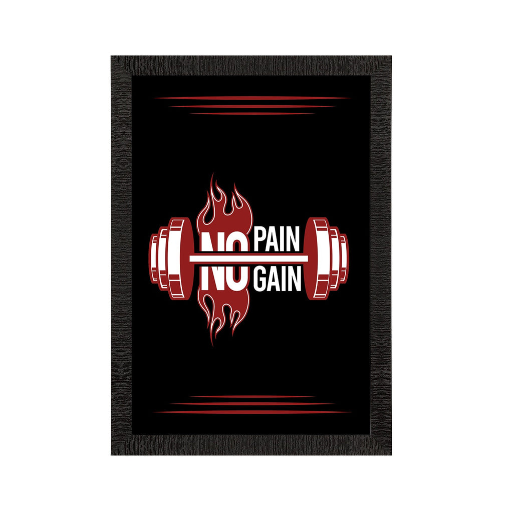 "No Pain, No Gain" Gym Motivational Quote Satin Matt Texture UV Art Painting Kafalo