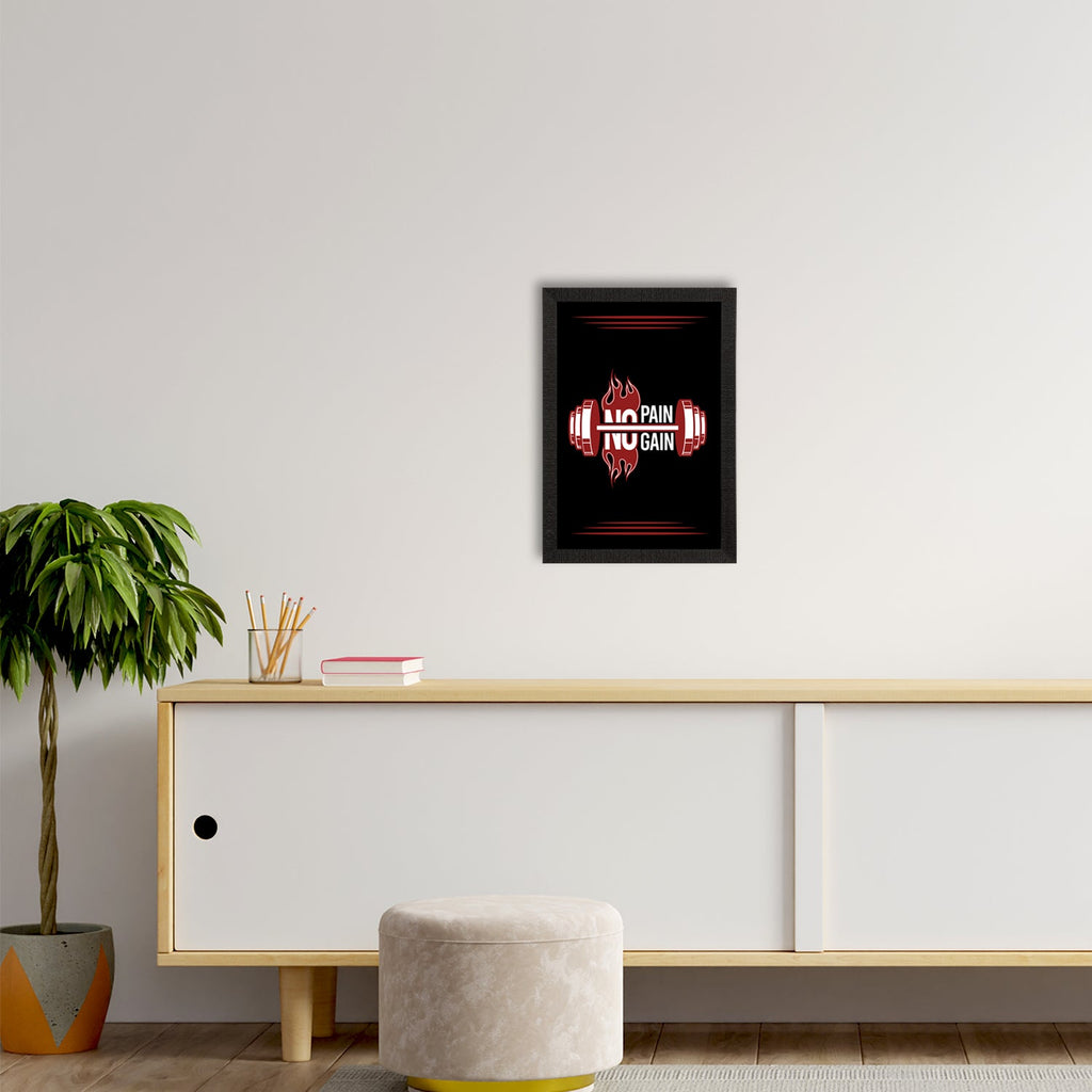 "No Pain, No Gain" Gym Motivational Quote Satin Matt Texture UV Art Painting Kafalo