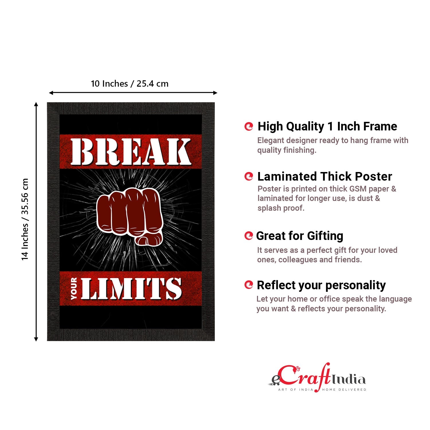 "Break Your Limits" Motivational Quote Satin Matt Texture UV Art Painting Kafalo