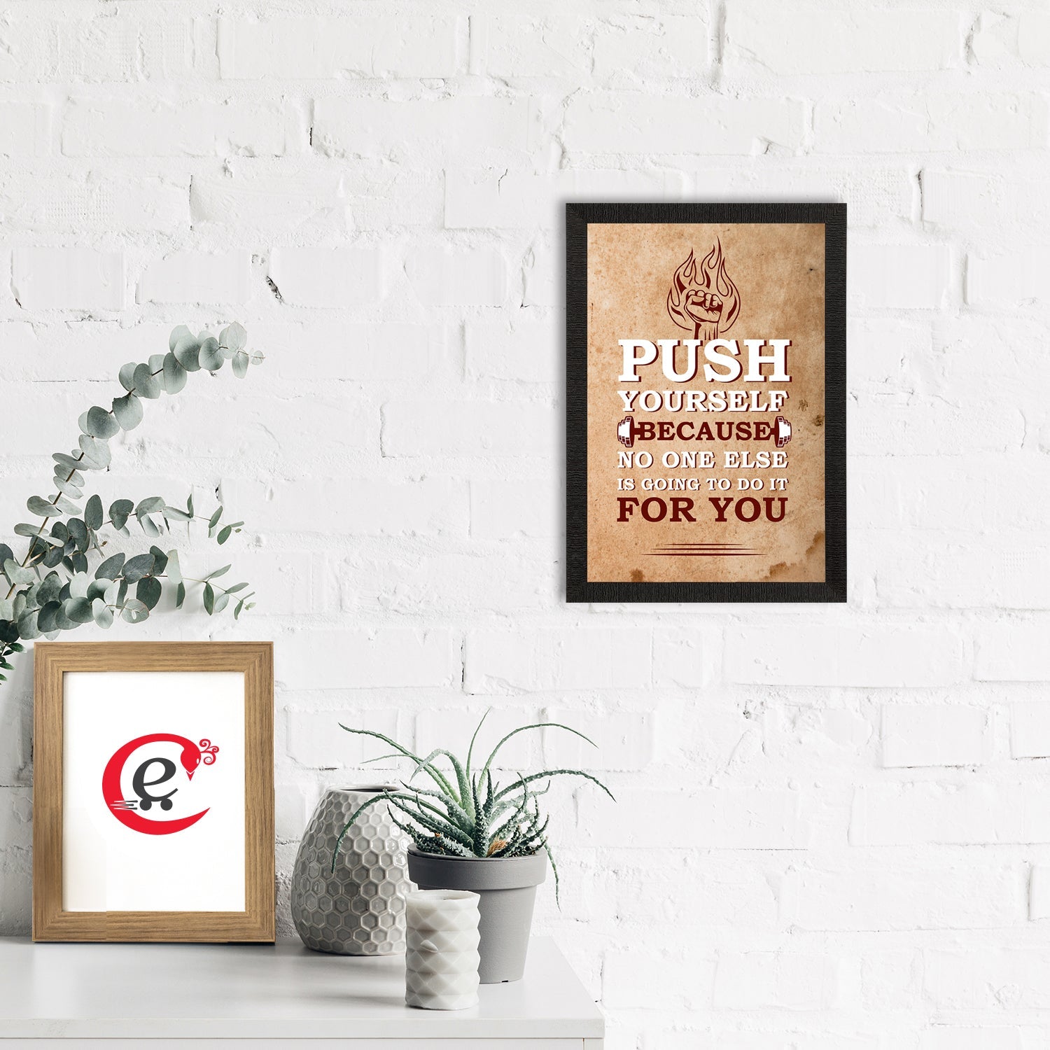 "Push Yourself Because No One Else Is Going To Do It For You" Motivational Quote Satin Matt Texture UV Art Painting Kafalo