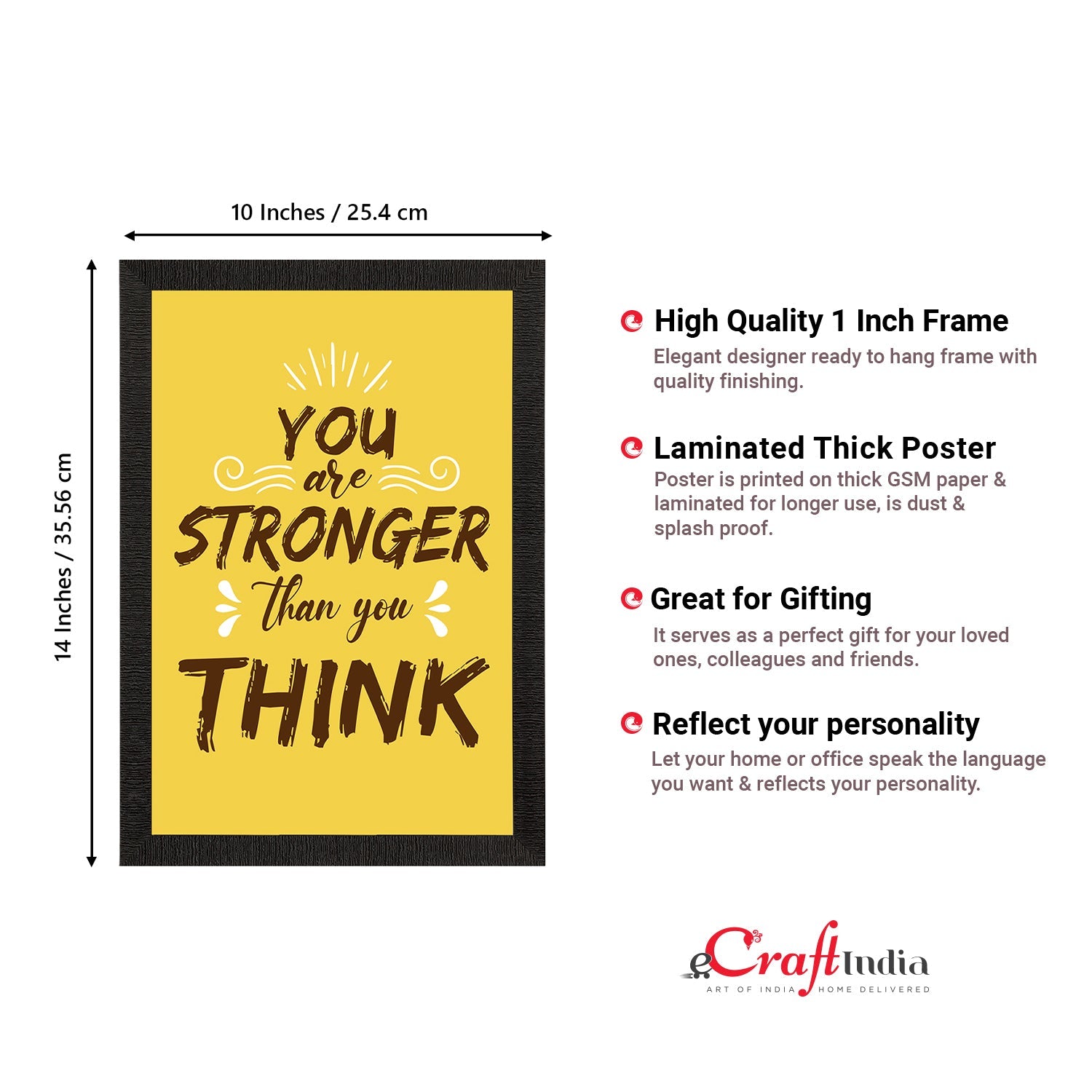 "You Are Stronger Than You Think" Motivational Quote Satin Matt Texture UV Art Painting Kafalo